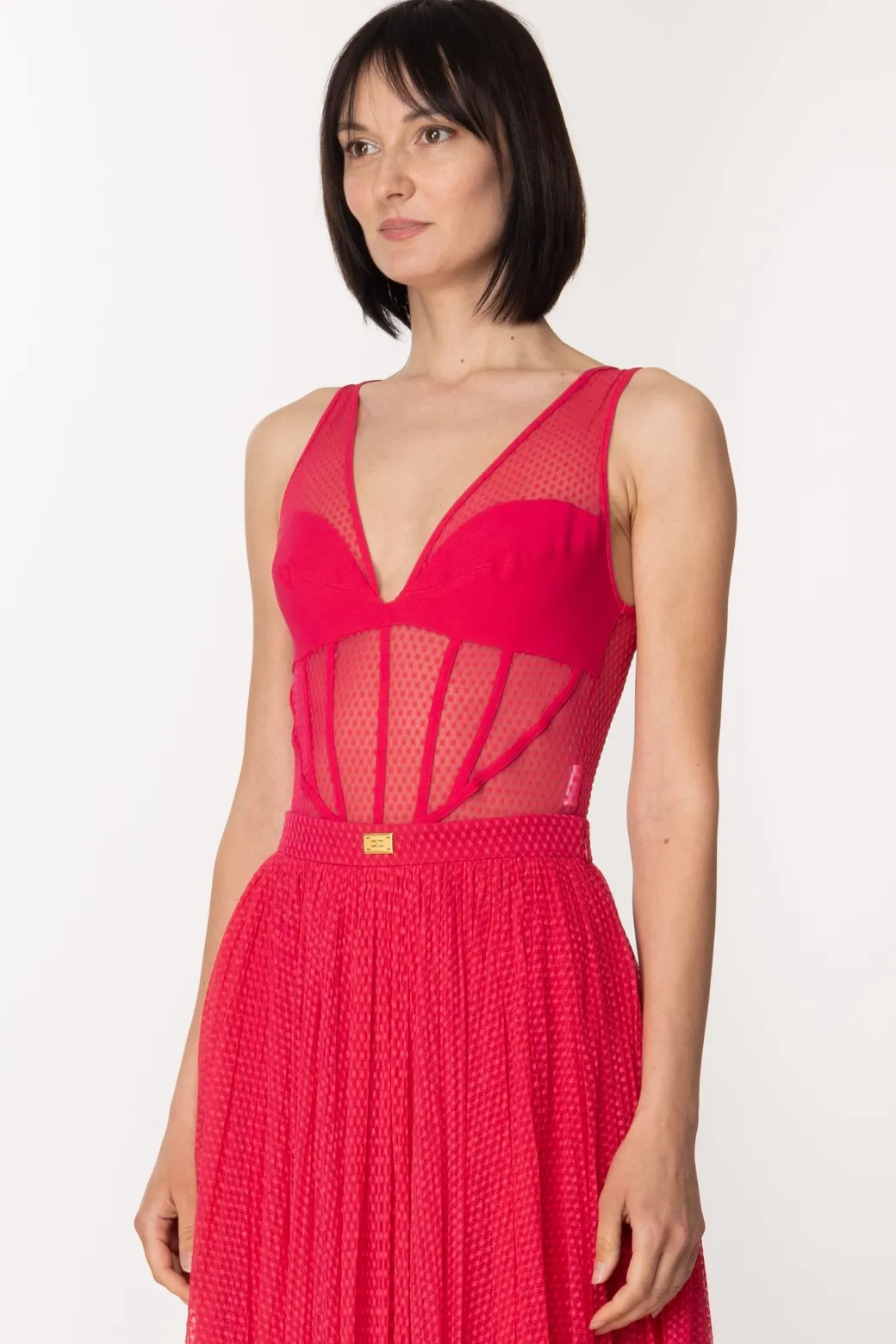 Donna Elisabetta Franchi Body In Tulle Effetto Bustier