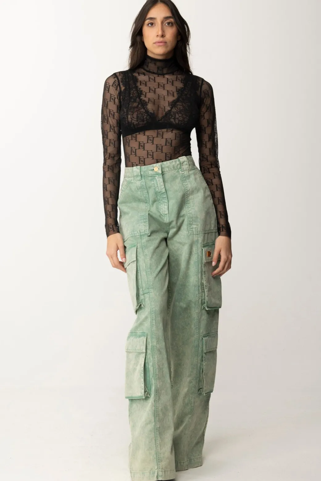 Donna Elisabetta Franchi Body In Tulle Logato