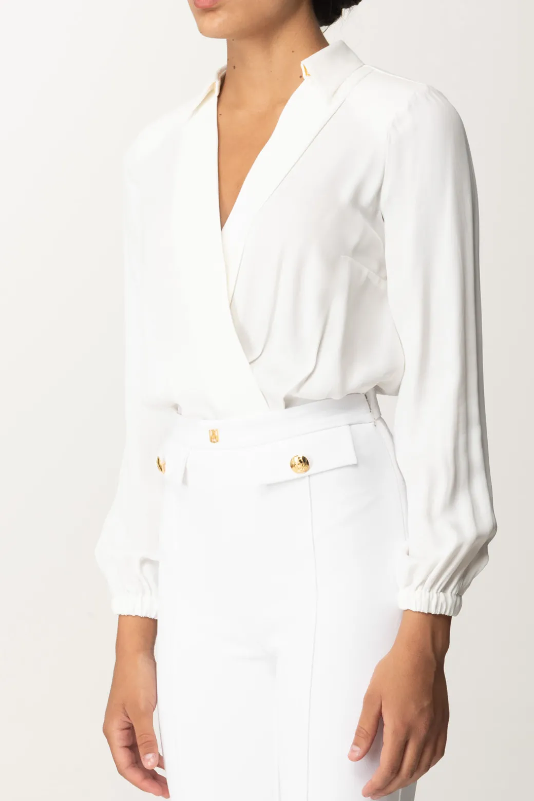 Donna Elisabetta Franchi Body Scollo a Incrocio In Georgette