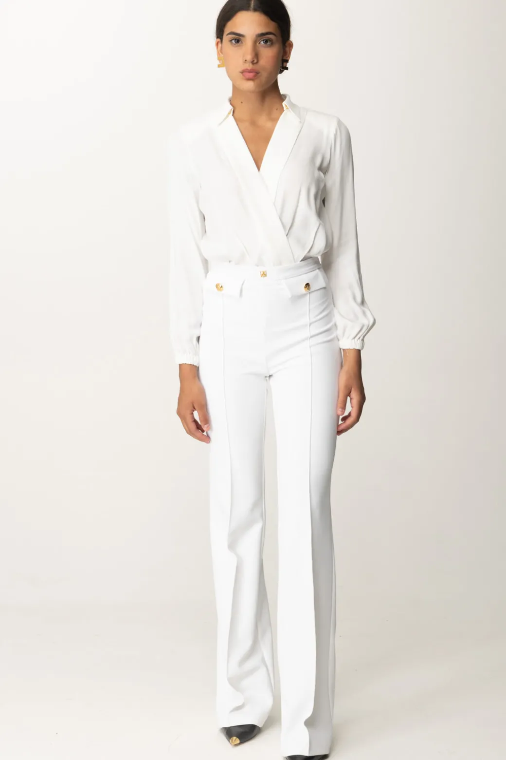 Donna Elisabetta Franchi Body Scollo a Incrocio In Georgette