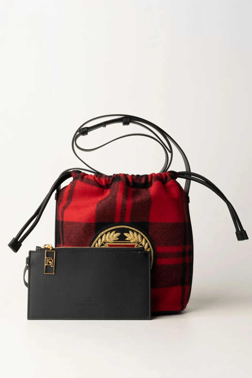 Donna Elisabetta Franchi Borsa a Secchiello In Lana Tartan