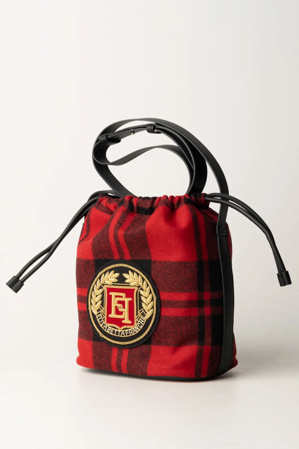 Donna Elisabetta Franchi Borsa a Secchiello In Lana Tartan
