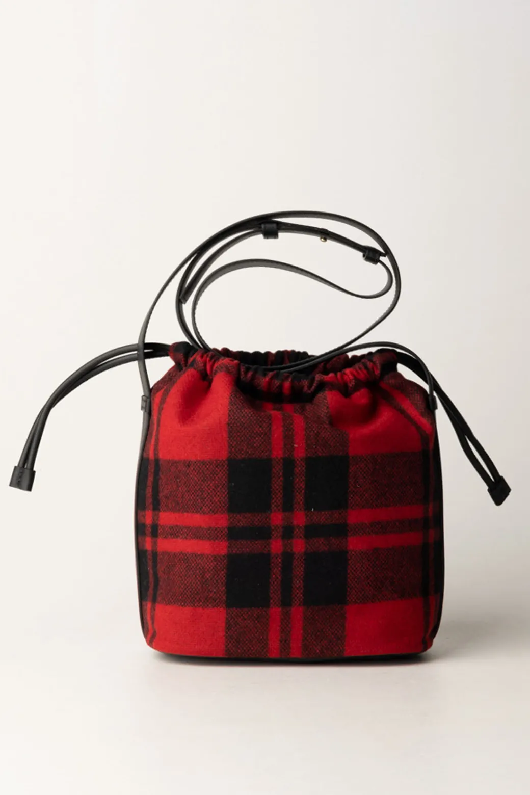 Donna Elisabetta Franchi Borsa a Secchiello In Lana Tartan