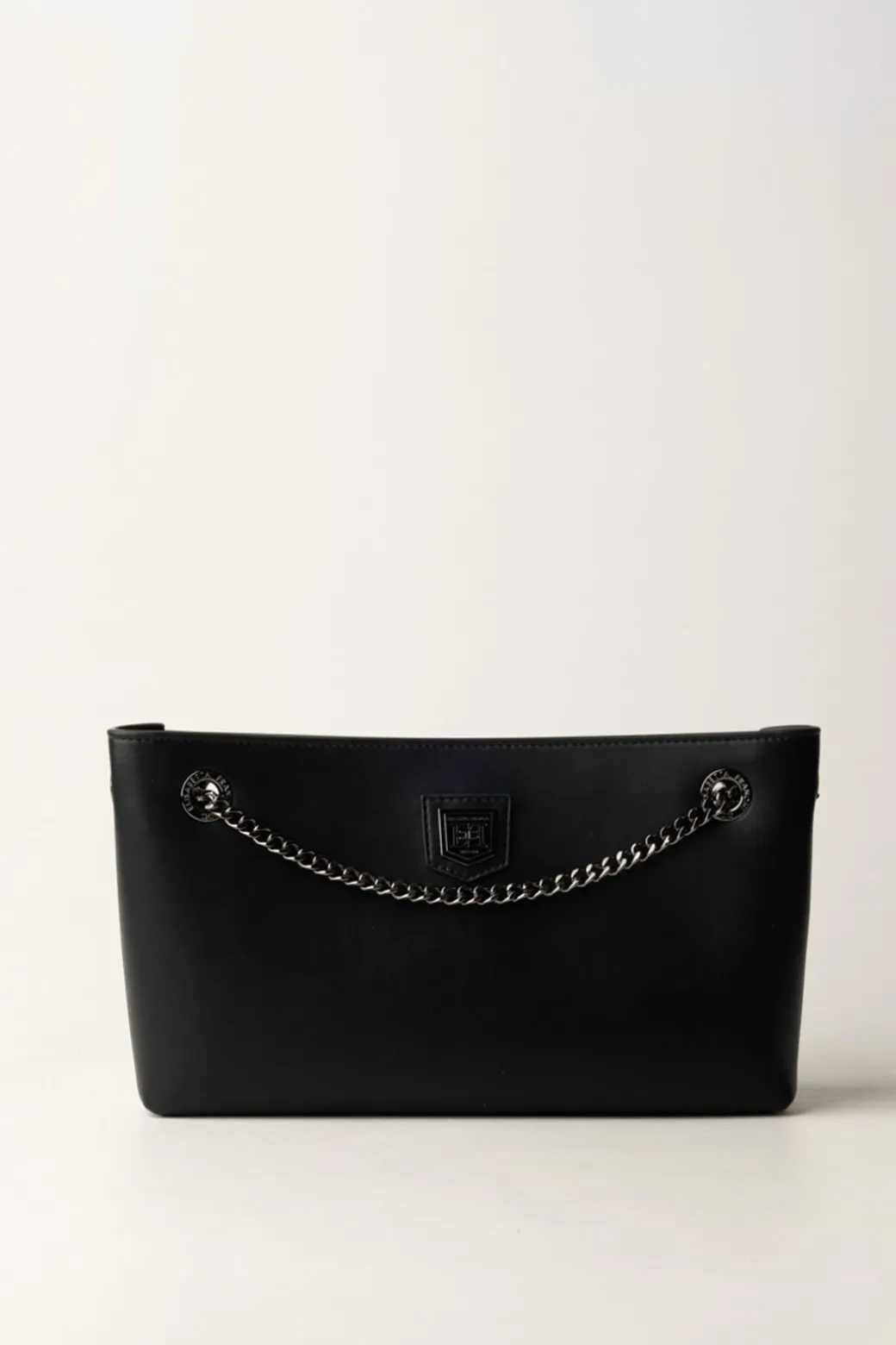 Donna Elisabetta Franchi Borsa a Tracolla con Scudetto In Metallo Silver