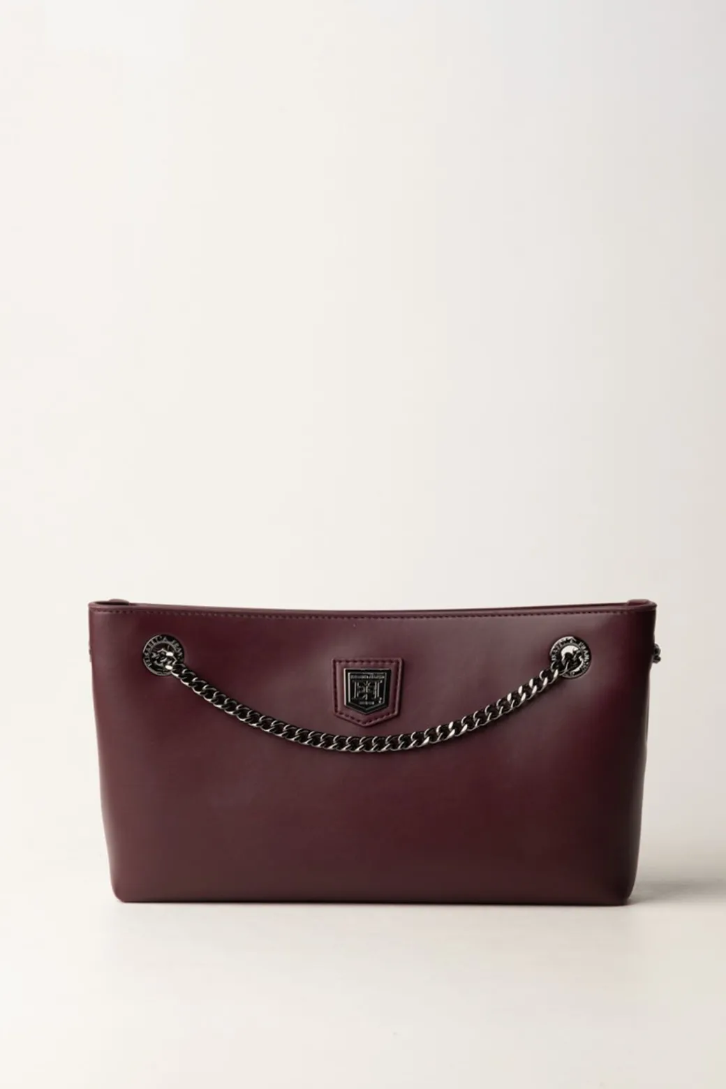 Donna Elisabetta Franchi Borsa a Tracolla con Scudetto In Metallo Silver