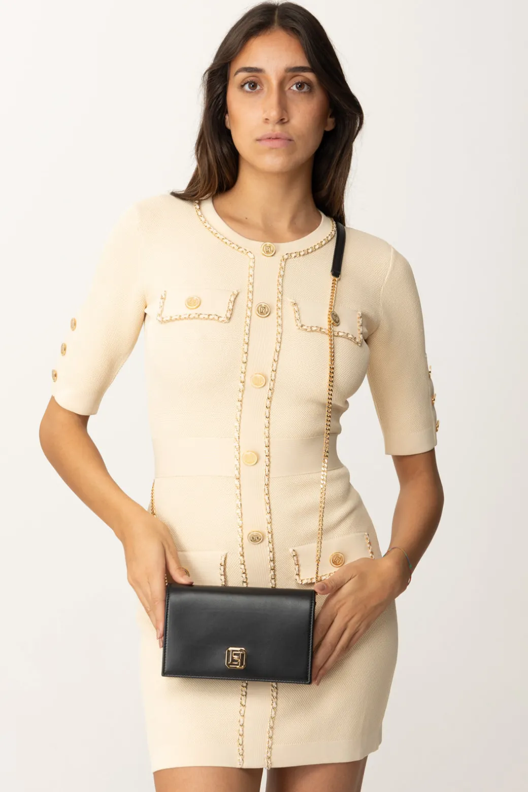 Donna Elisabetta Franchi Borsa a Tracolla In Nappa con Placca Logo