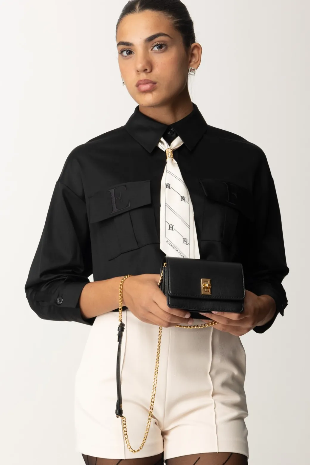 Donna Elisabetta Franchi Borsa a Tracolla In Nappa Lucida