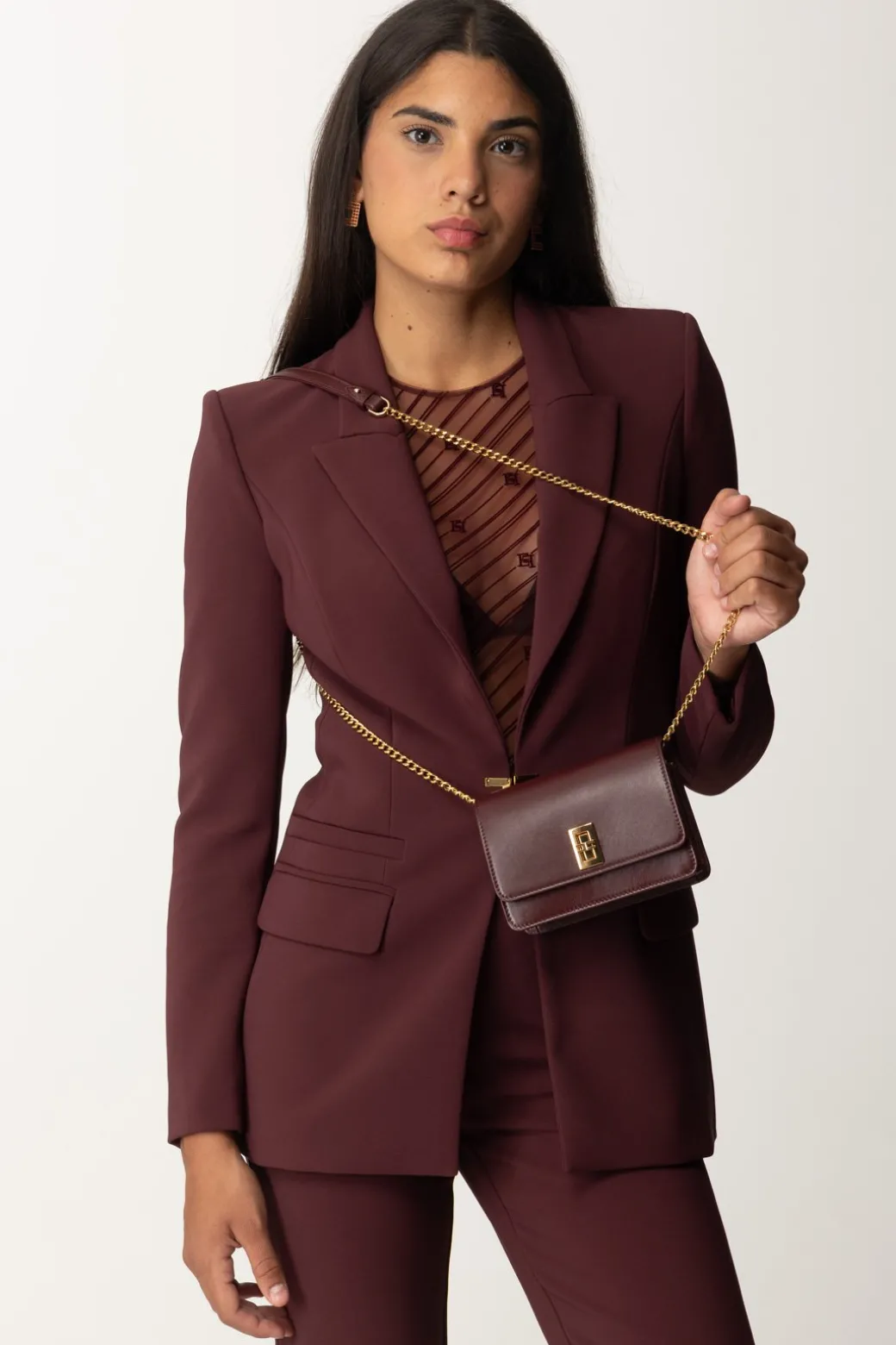 Donna Elisabetta Franchi Borsa a Tracolla In Nappa Lucida