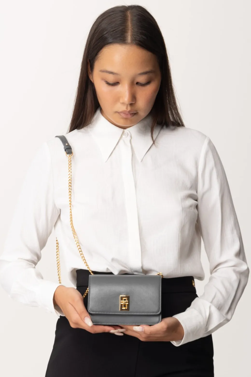 Donna Elisabetta Franchi Borsa a Tracolla In Nappa Lucida