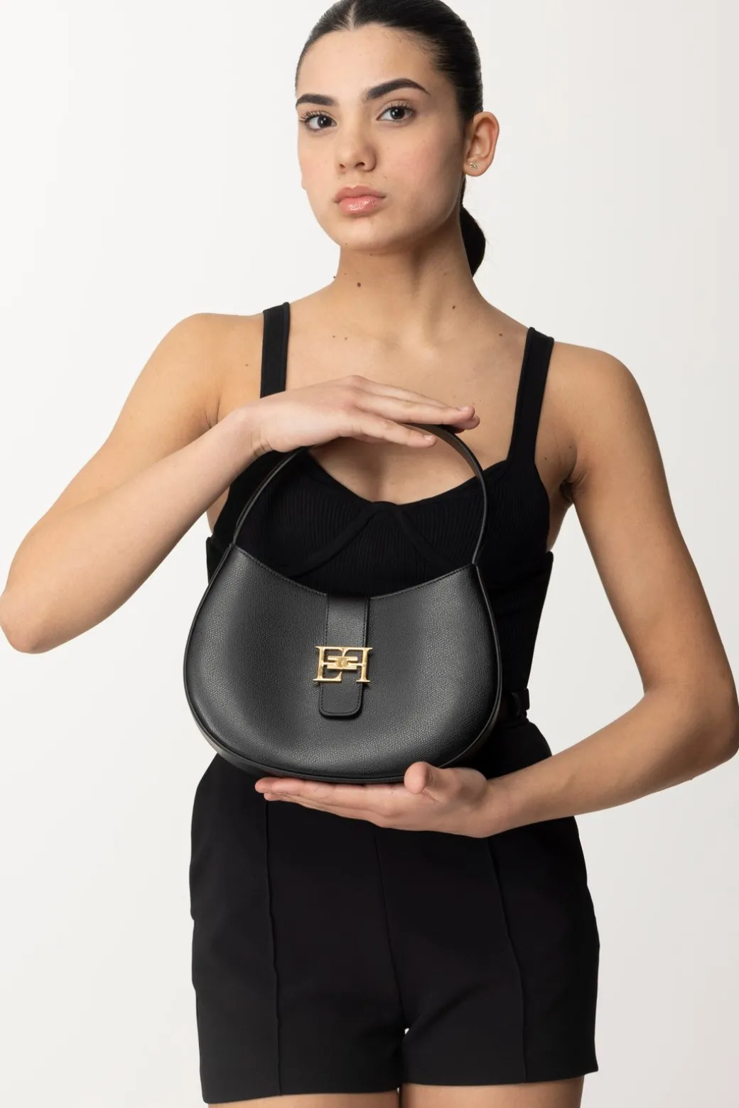 Donna Elisabetta Franchi Borsa Hobo Grande con Logo