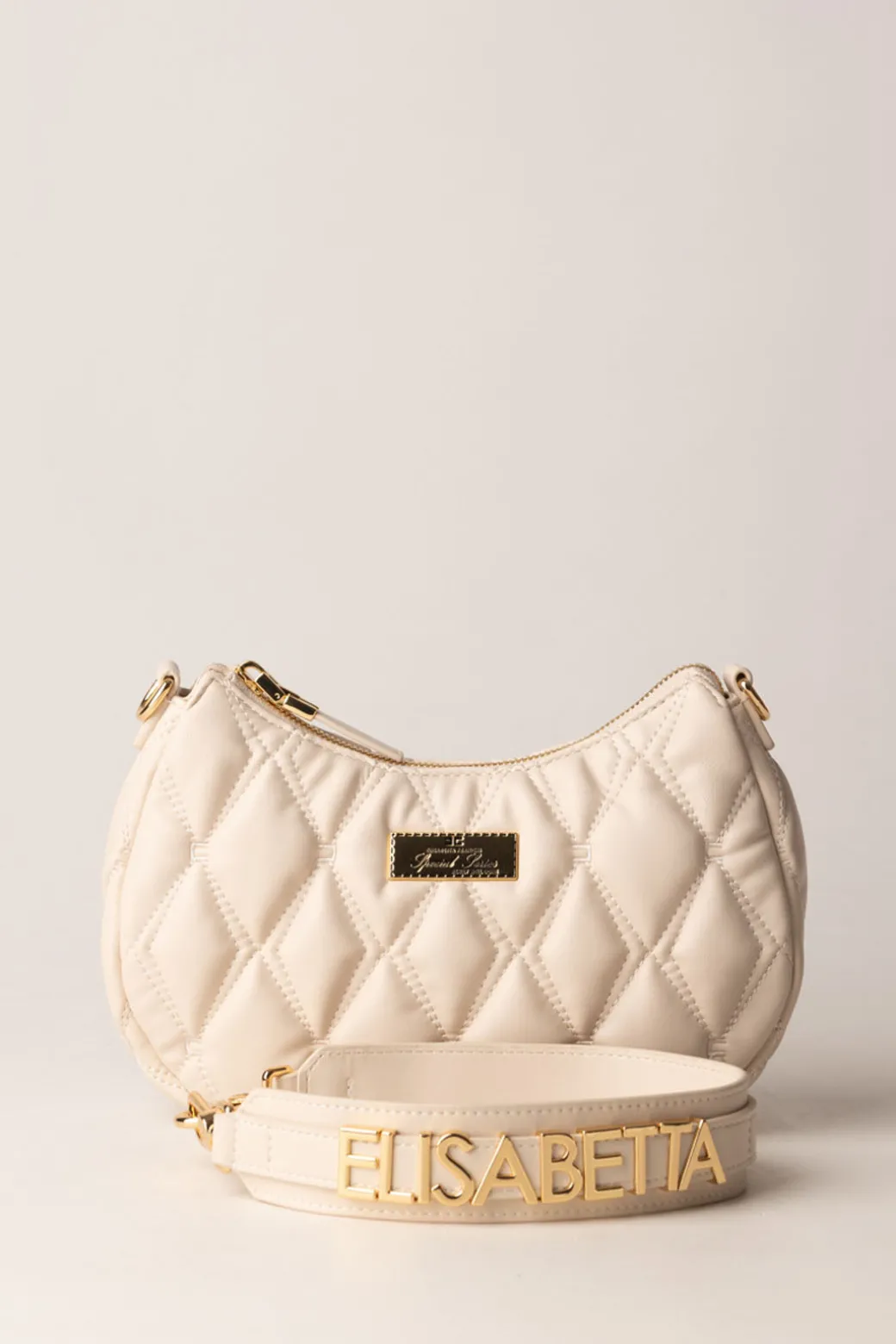 Donna Elisabetta Franchi Borsa Hobo In Tessuto Embossed con Lettering