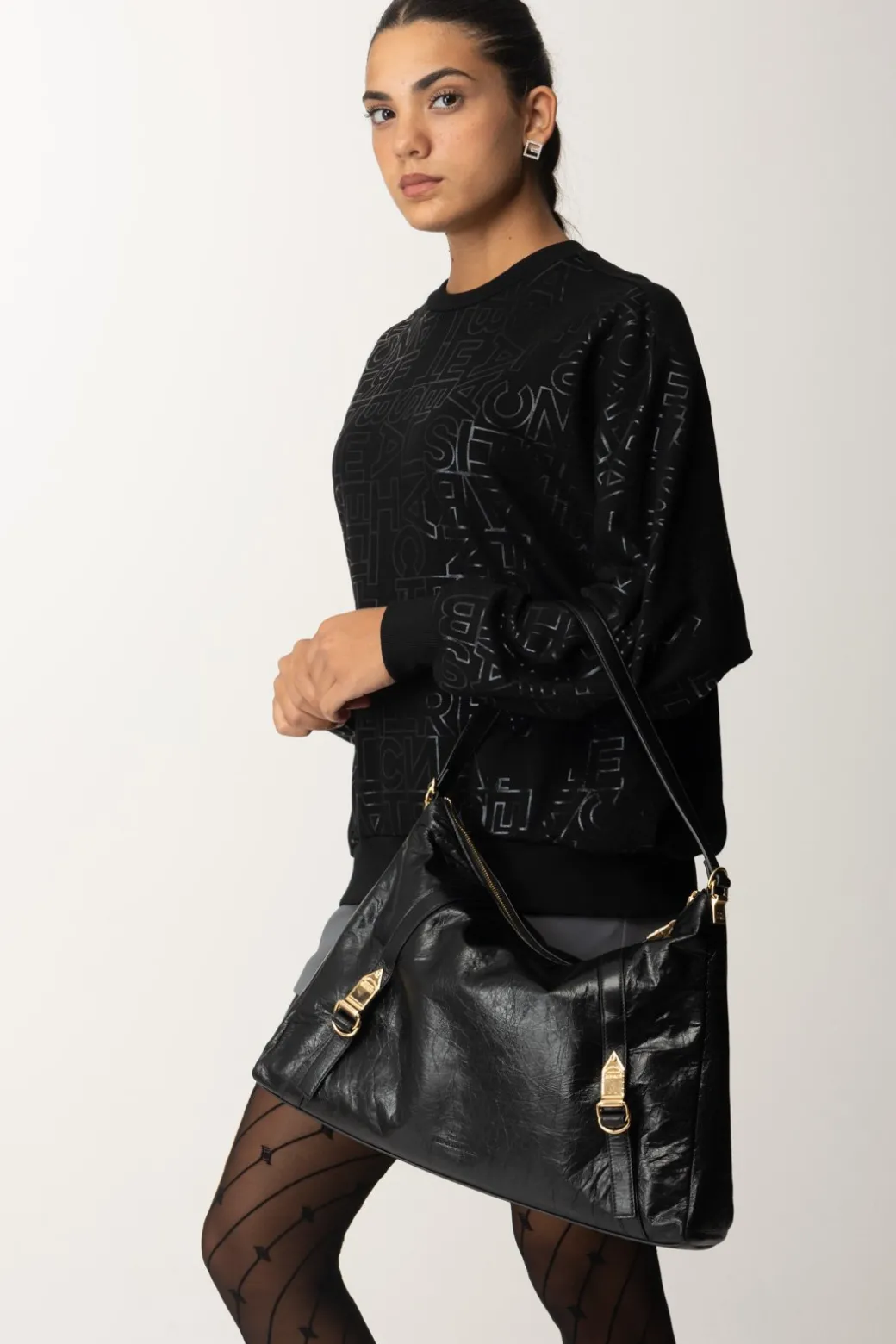 Donna Elisabetta Franchi Borsa Hobo Lucida