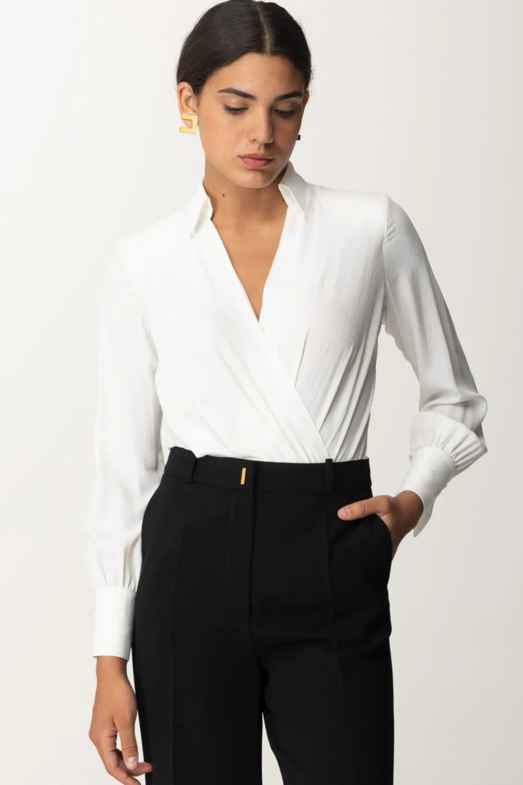 Donna Elisabetta Franchi Camicia a Body con Lettering