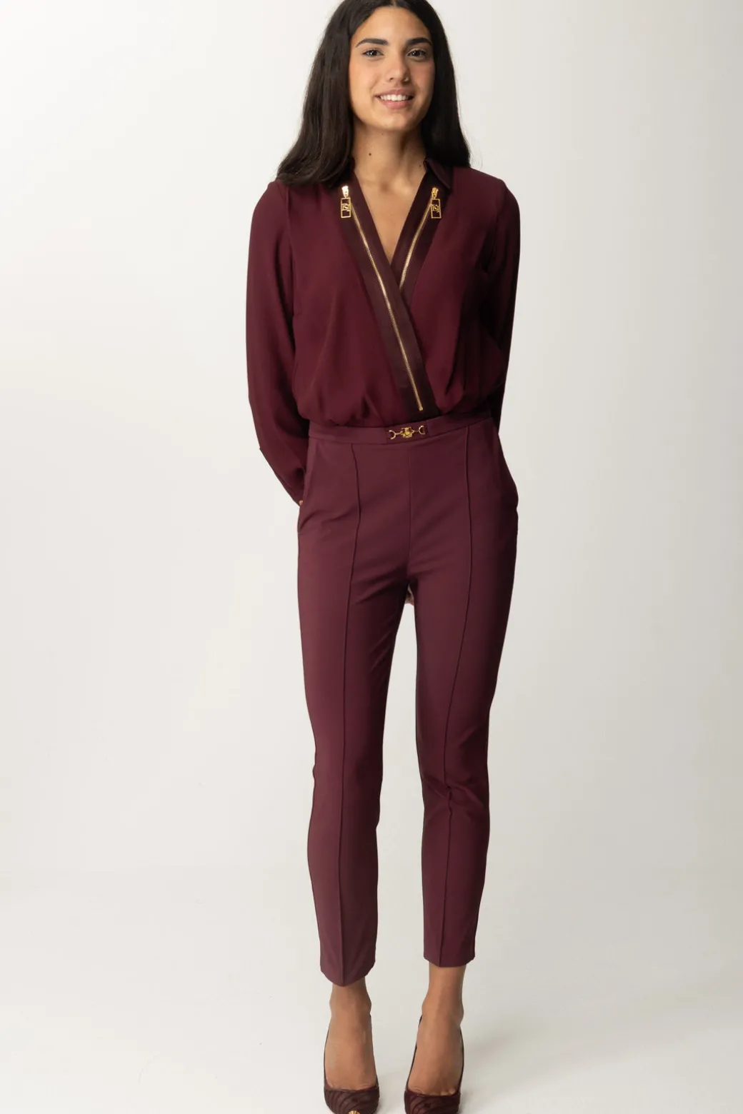 Donna Elisabetta Franchi Camicia Body a Incrocio con Zip