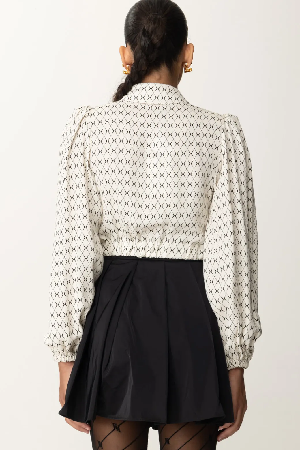 Donna Elisabetta Franchi Camicia Corta In Georgette con Foulard