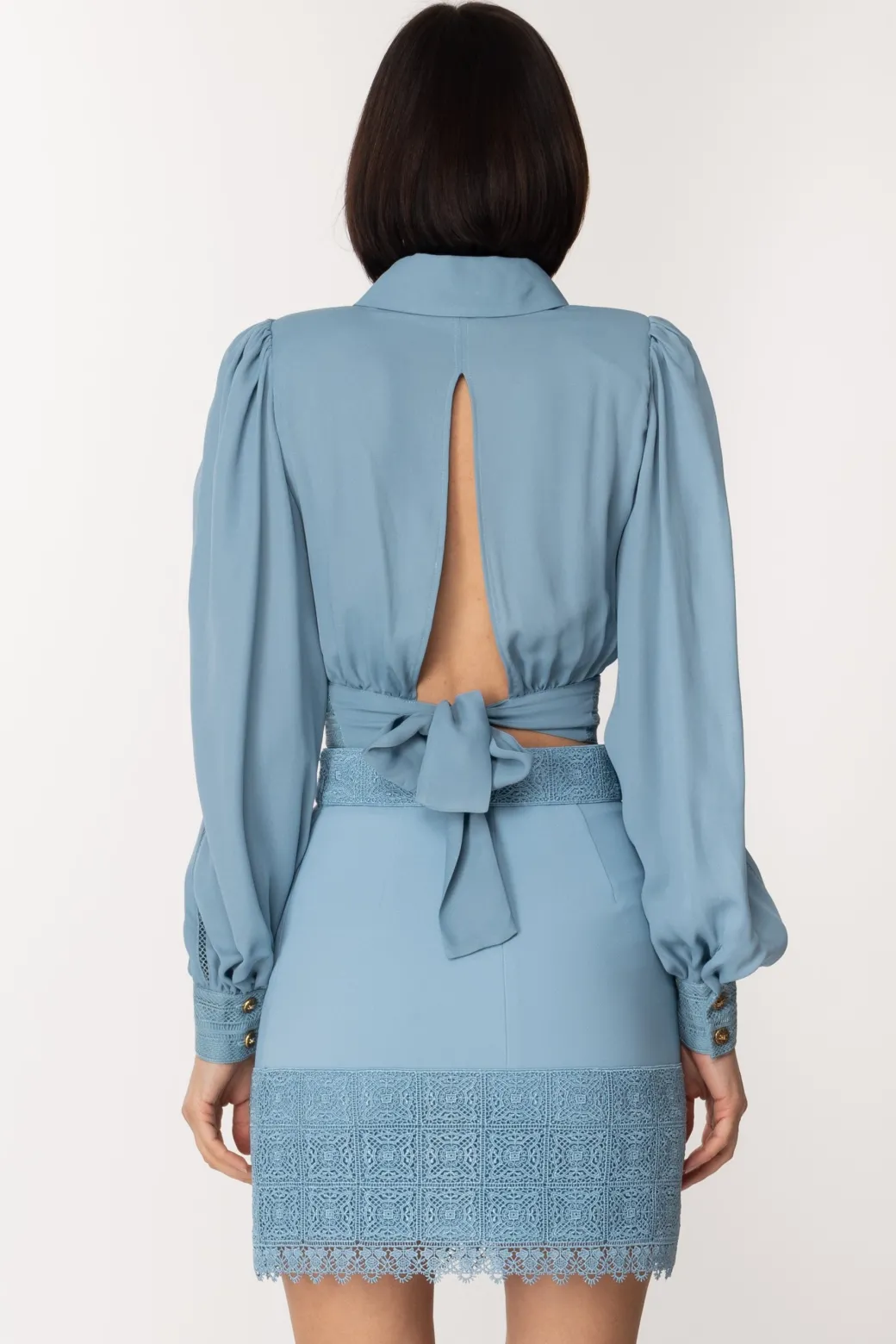 Donna Elisabetta Franchi Camicia Crop con Dettagli a Jour