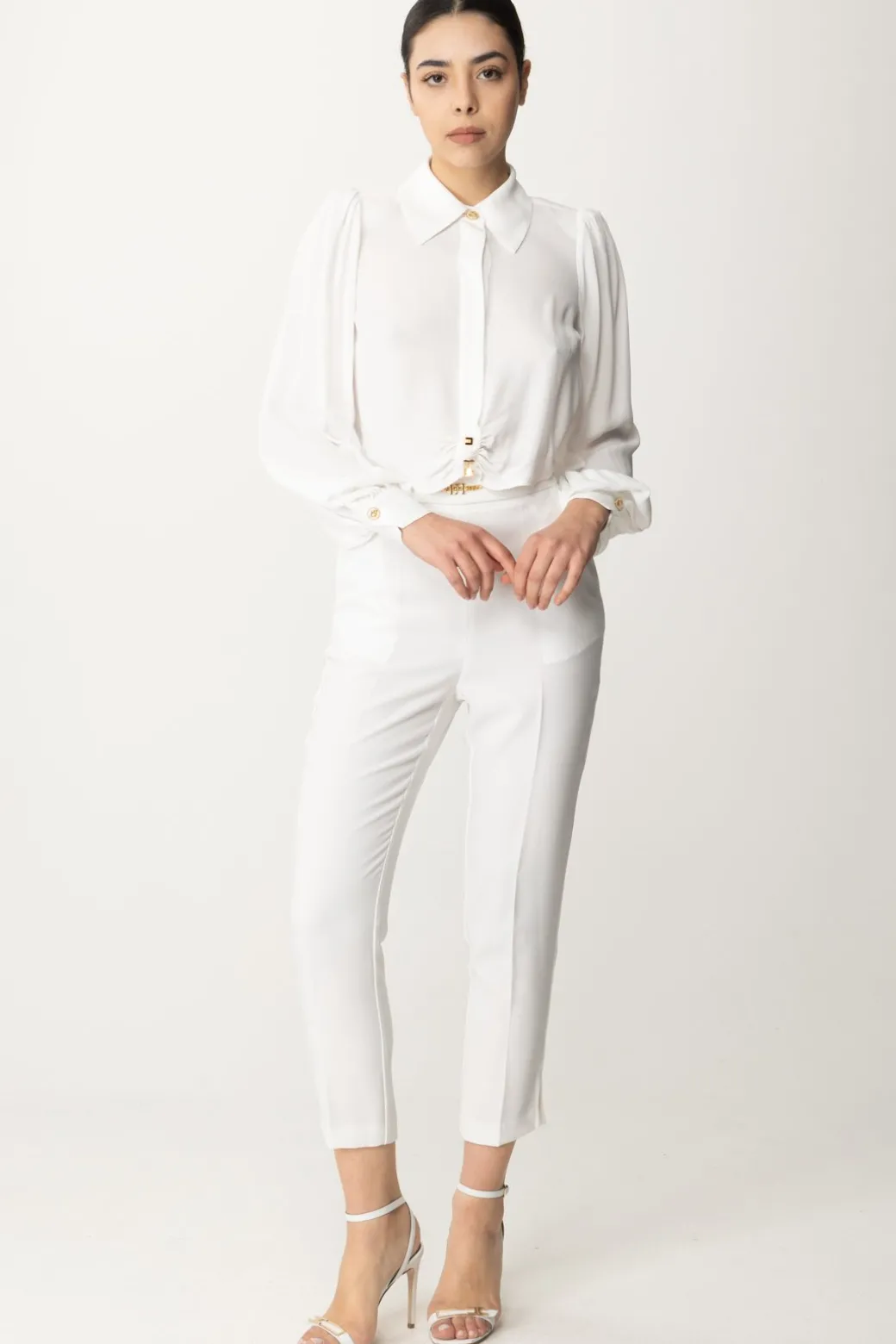 Donna Elisabetta Franchi Camicia Cropped In Viscosa