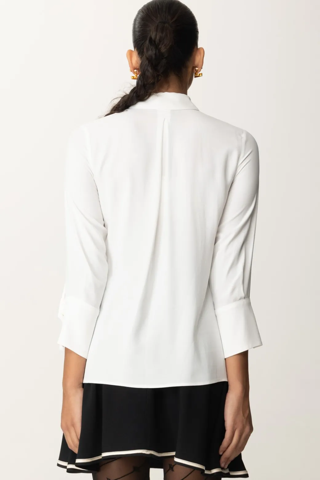 Donna Elisabetta Franchi Camicia In Georgette con Ricamo Logo