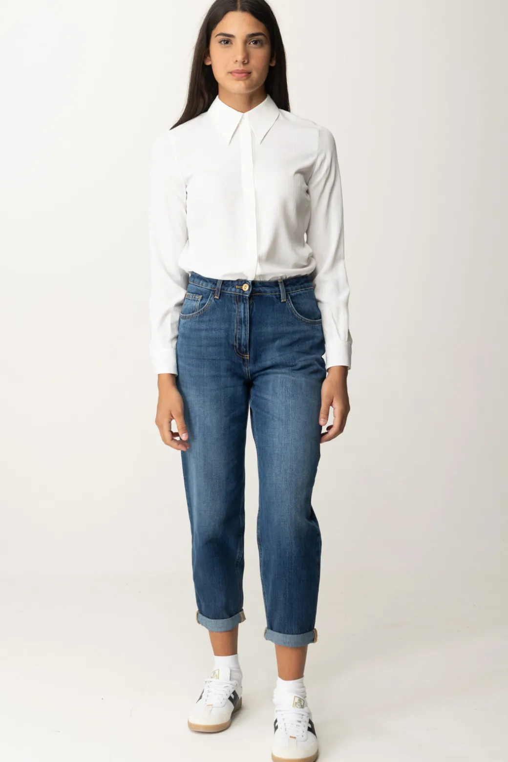 Donna Elisabetta Franchi Camicia In Georgette con Stampa Lettering