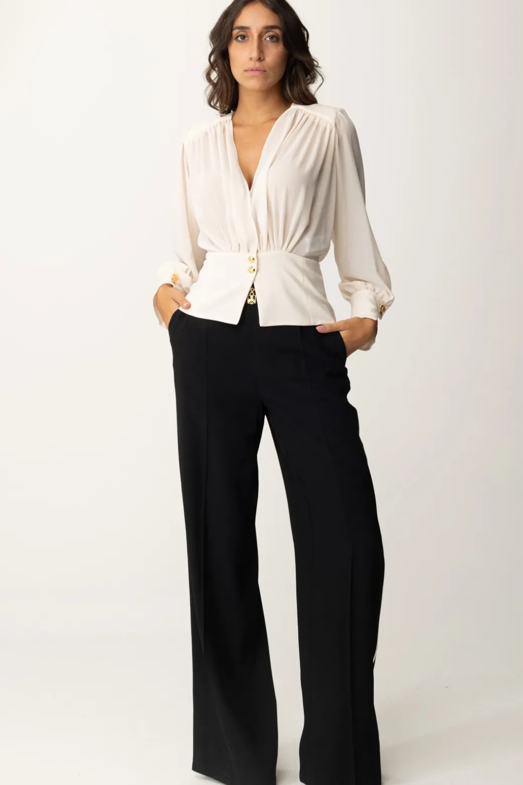 Donna Elisabetta Franchi Camicia Morbida In Georgette con Baschina