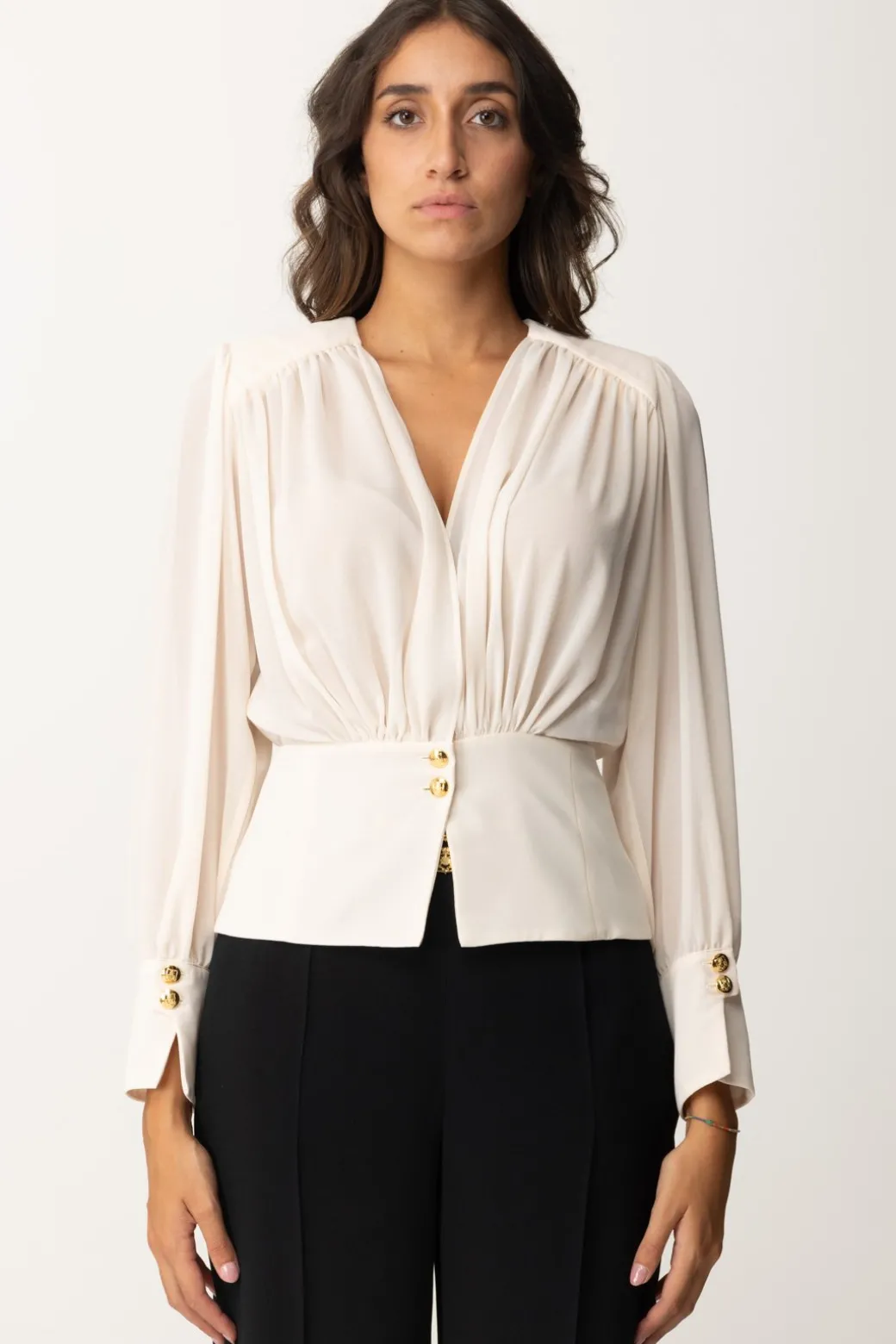Donna Elisabetta Franchi Camicia Morbida In Georgette con Baschina