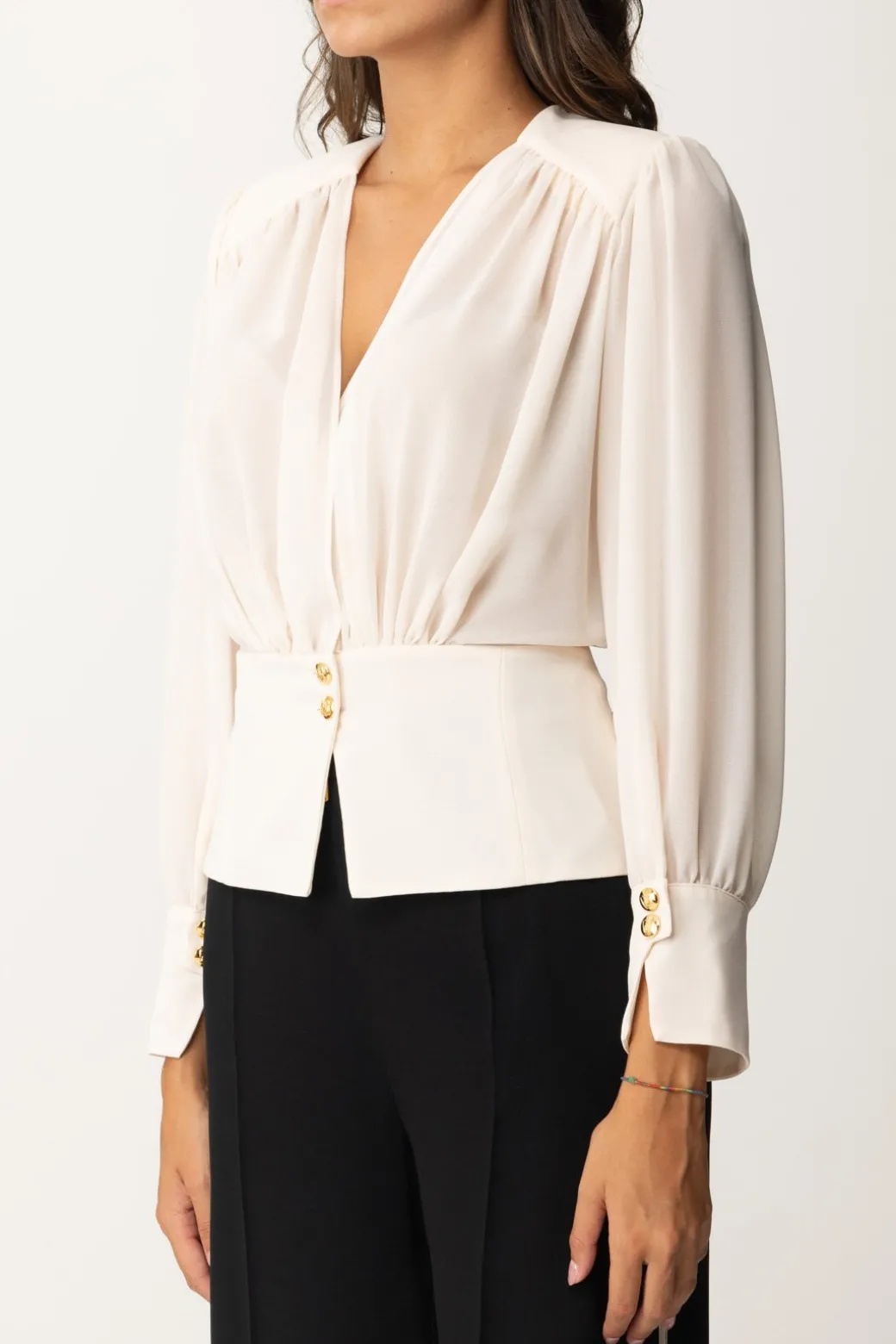 Donna Elisabetta Franchi Camicia Morbida In Georgette con Baschina