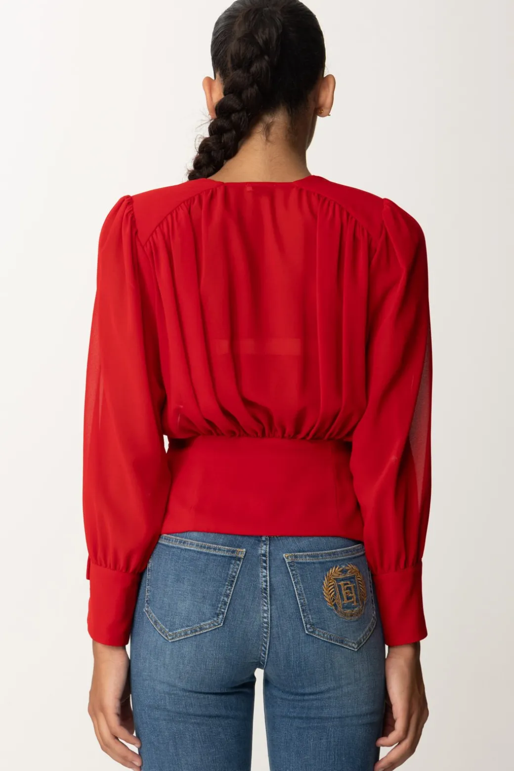 Donna Elisabetta Franchi Camicia Morbida In Georgette con Baschina