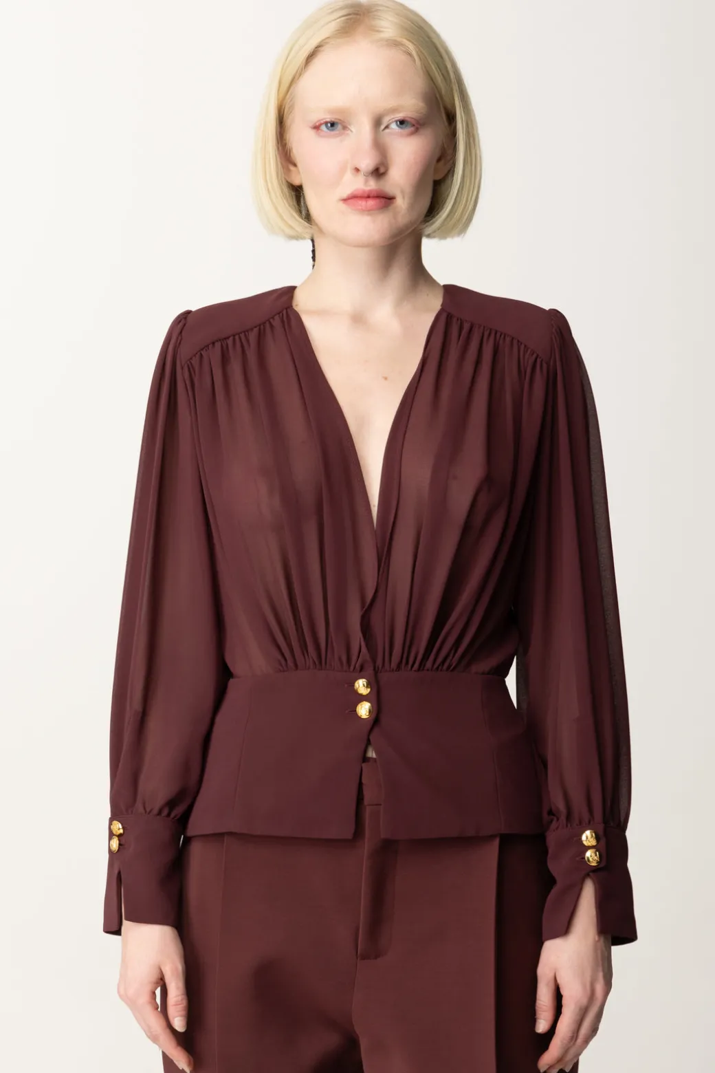Donna Elisabetta Franchi Camicia Morbida In Georgette con Baschina