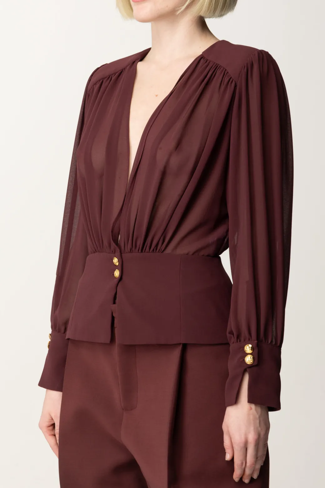 Donna Elisabetta Franchi Camicia Morbida In Georgette con Baschina