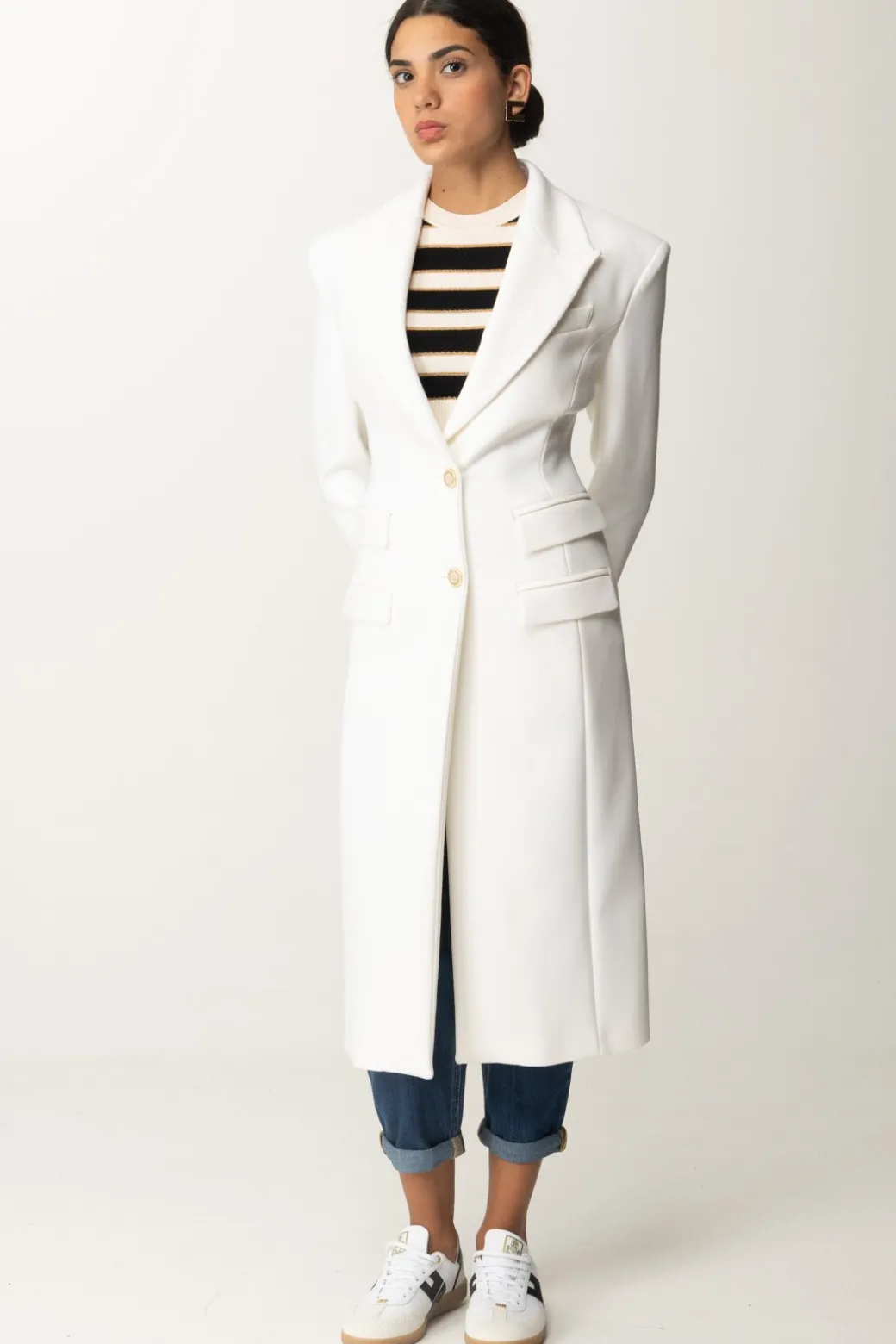 Donna Elisabetta Franchi Cappotto Smoking Lungo