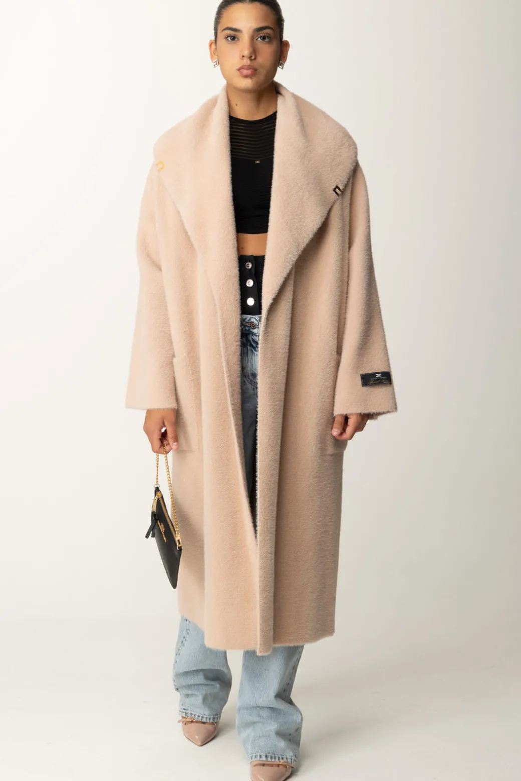 Donna Elisabetta Franchi Cappotto Vestaglia con Cintura