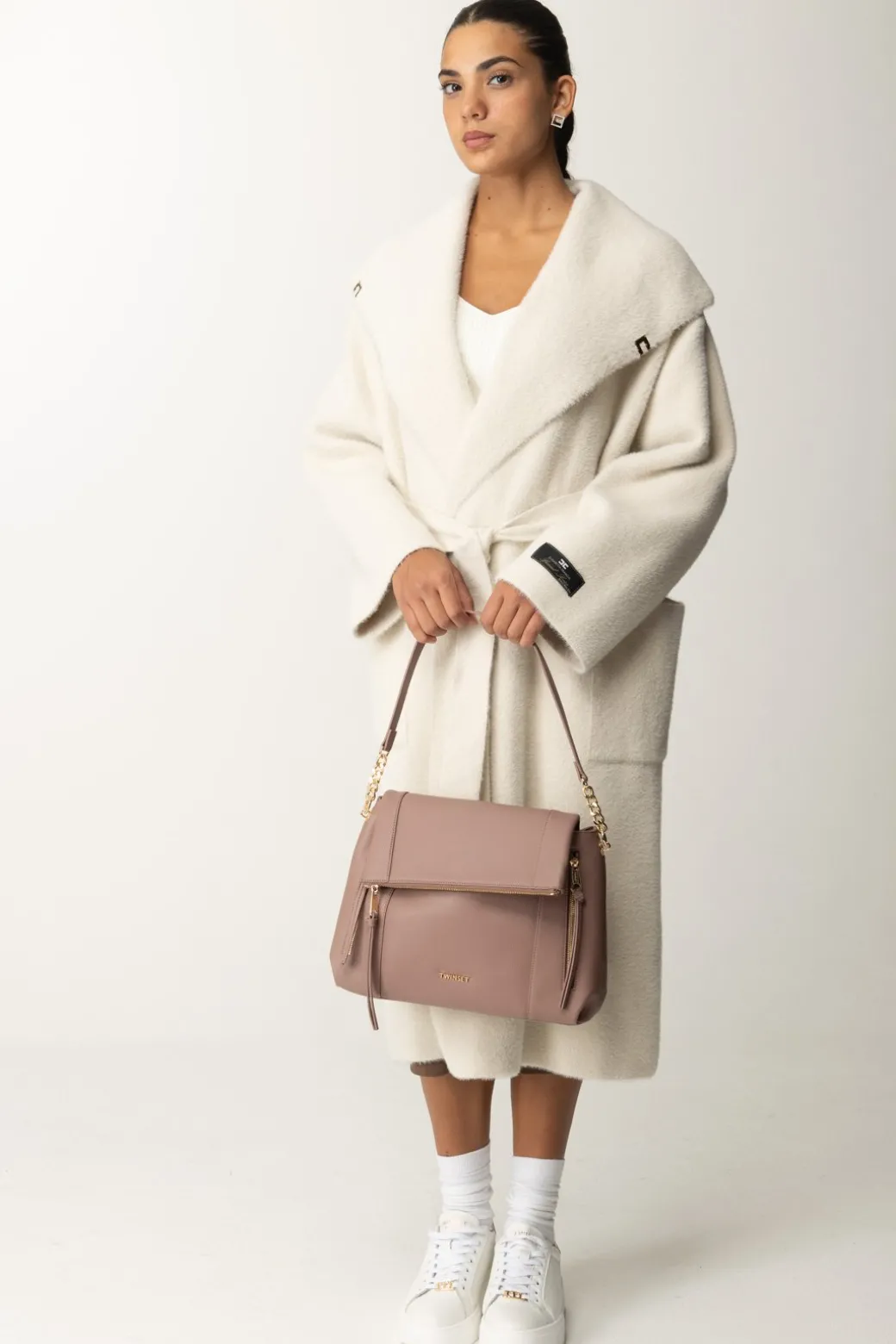 Donna Elisabetta Franchi Cappotto Vestaglia con Cintura