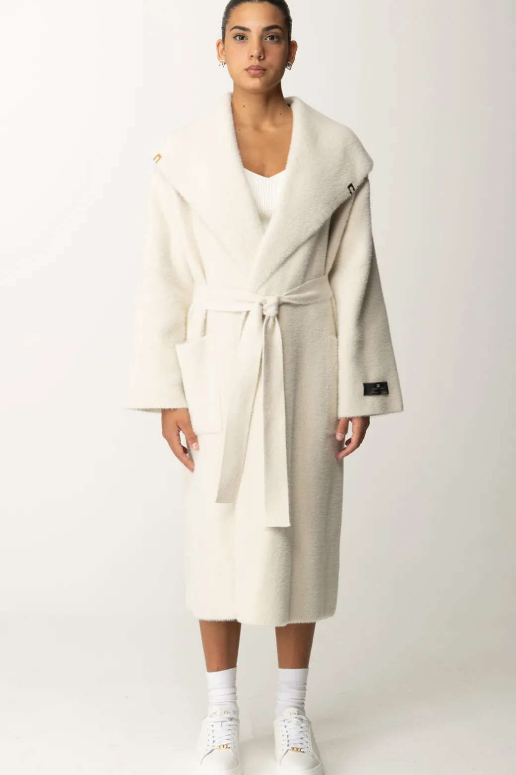 Donna Elisabetta Franchi Cappotto Vestaglia con Cintura