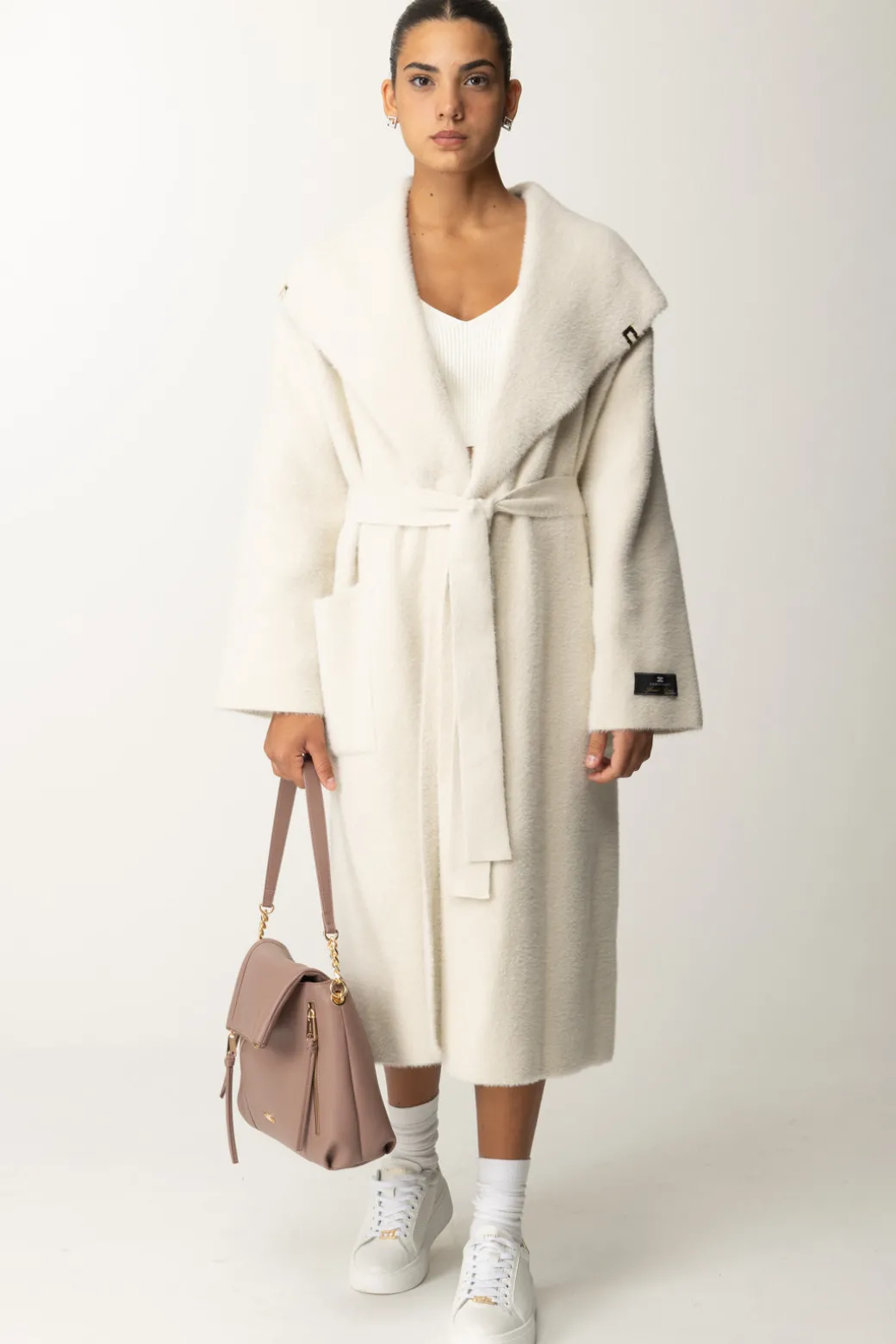 Donna Elisabetta Franchi Cappotto Vestaglia con Cintura