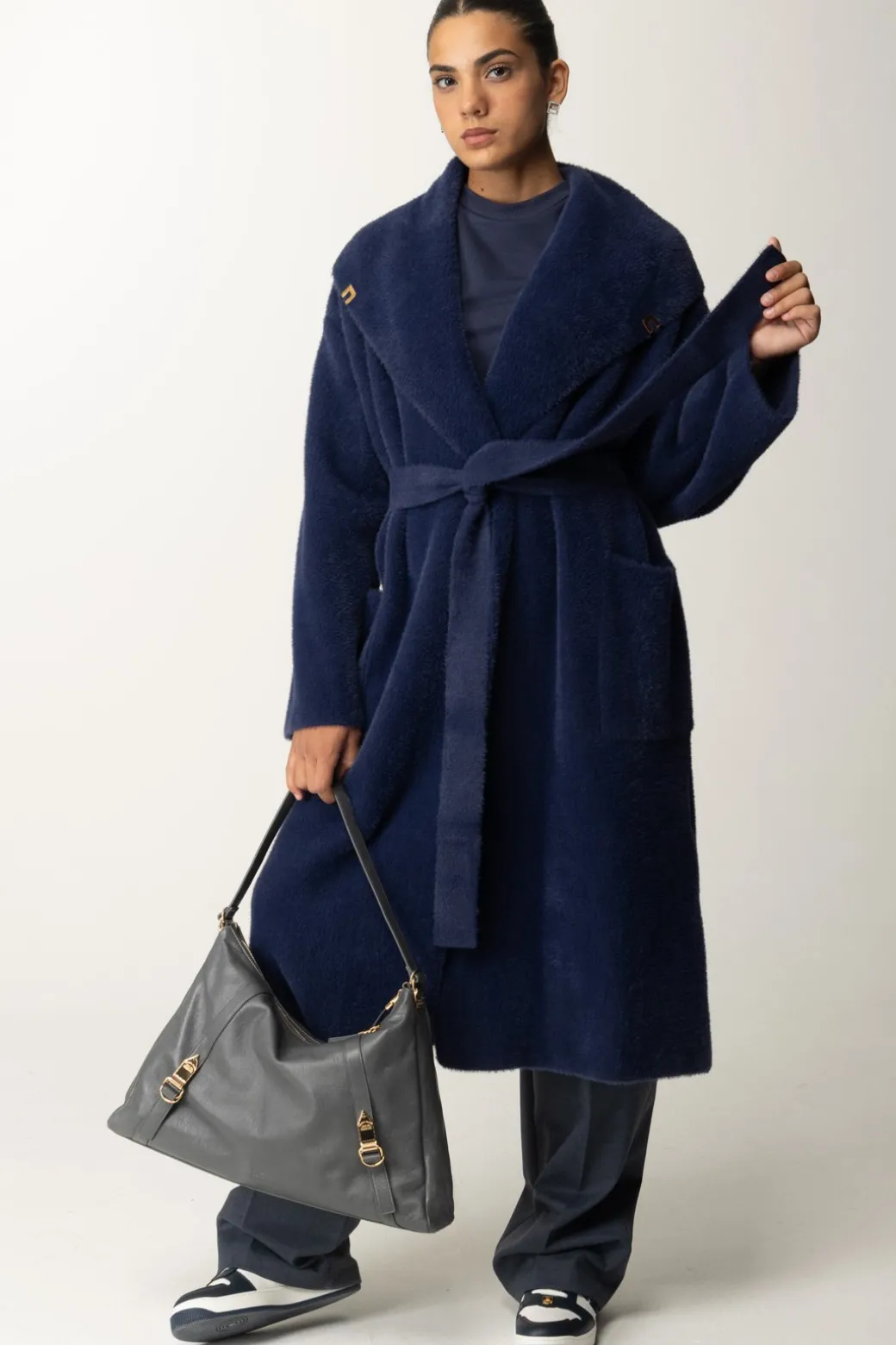 Donna Elisabetta Franchi Cappotto Vestaglia con Cintura