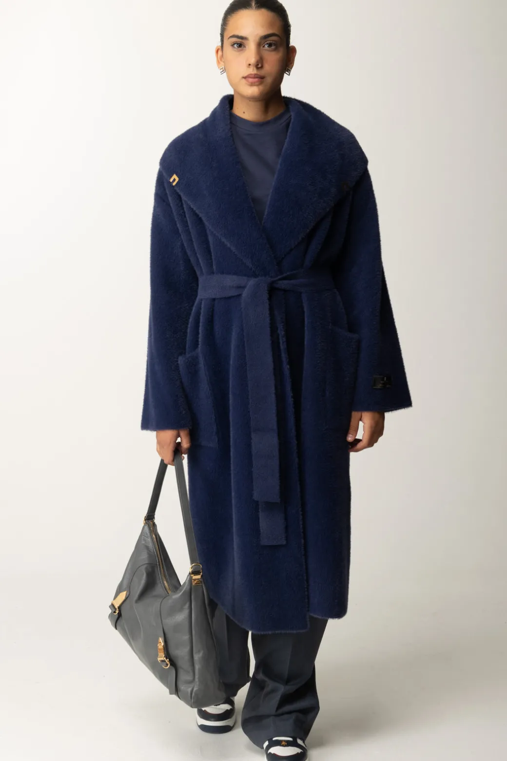 Donna Elisabetta Franchi Cappotto Vestaglia con Cintura