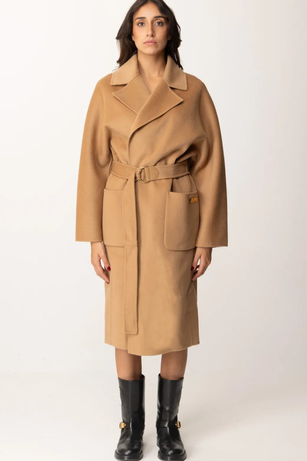 Donna Elisabetta Franchi Cappotto Vestaglia In Lana