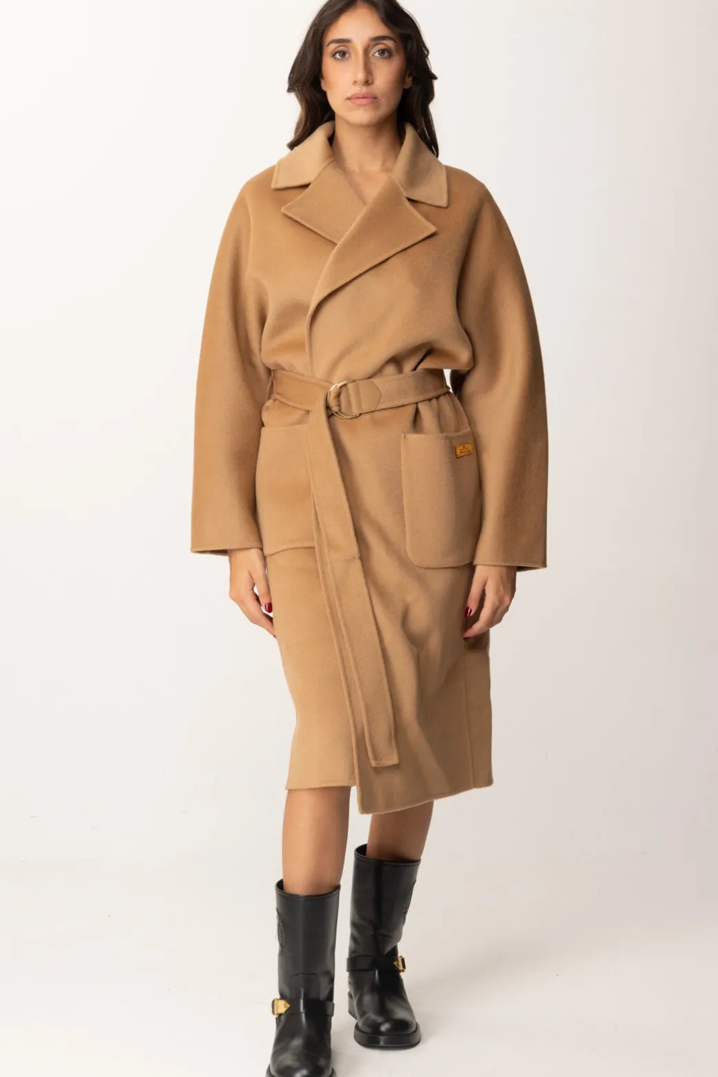 Donna Elisabetta Franchi Cappotto Vestaglia In Lana