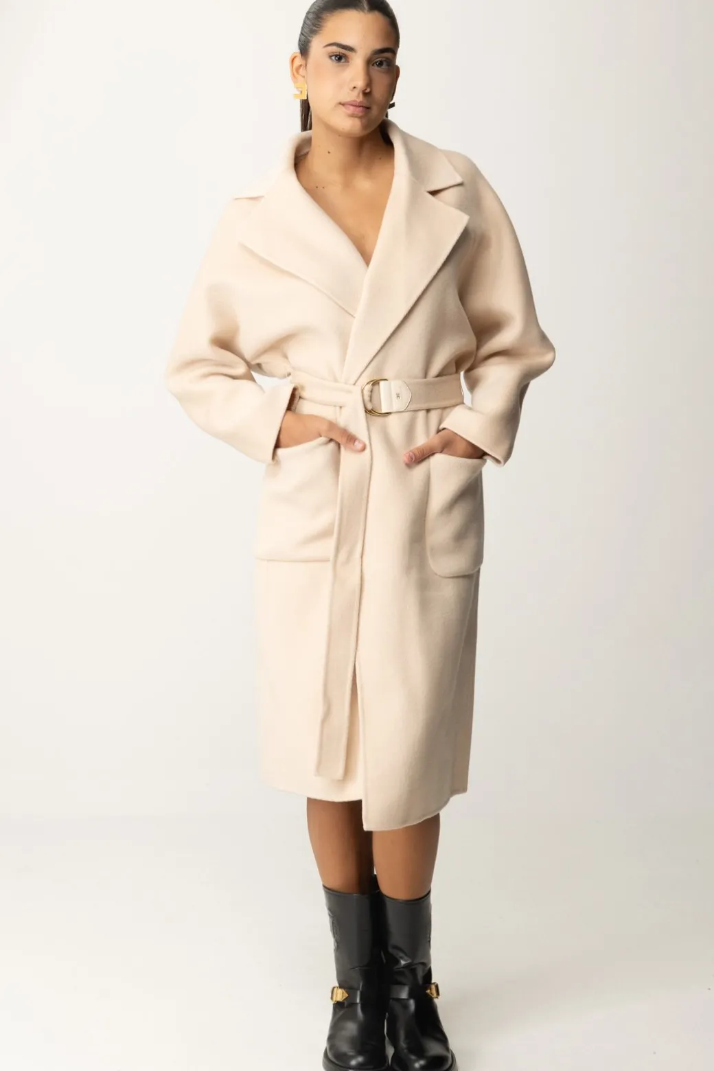 Donna Elisabetta Franchi Cappotto Vestaglia In Lana