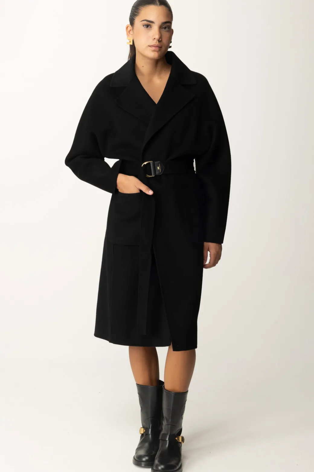 Donna Elisabetta Franchi Cappotto Vestaglia In Lana