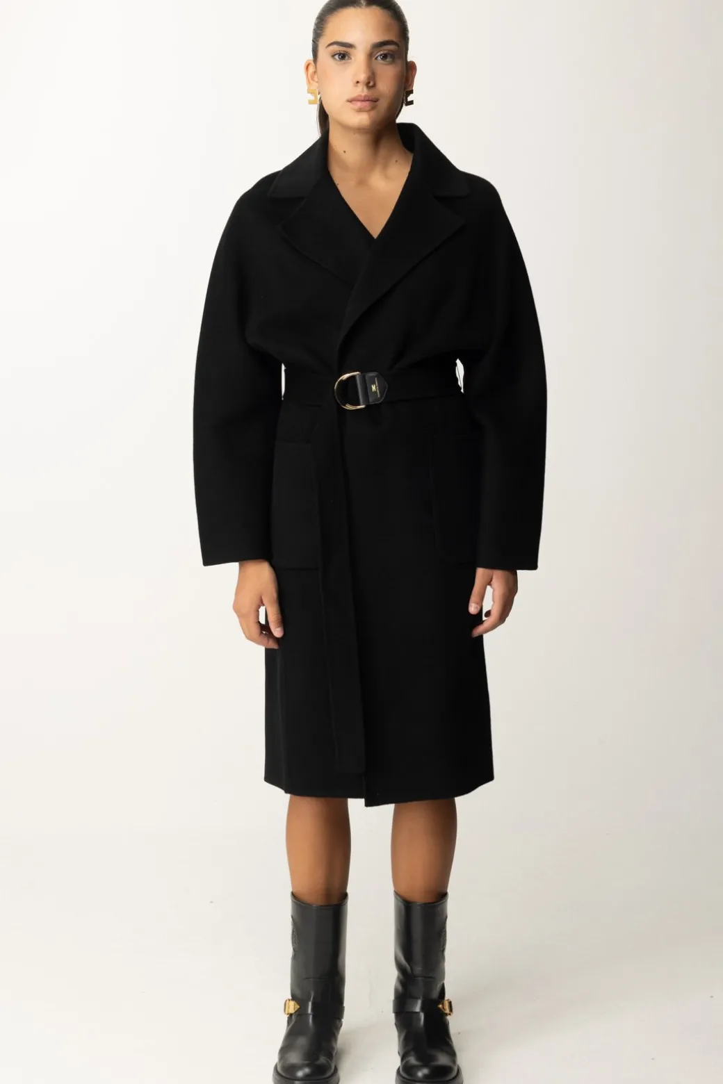 Donna Elisabetta Franchi Cappotto Vestaglia In Lana