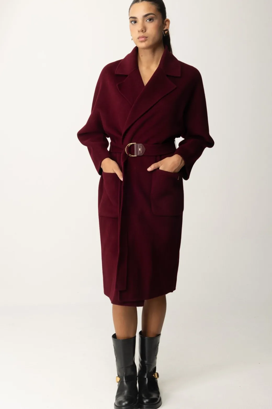 Donna Elisabetta Franchi Cappotto Vestaglia In Lana