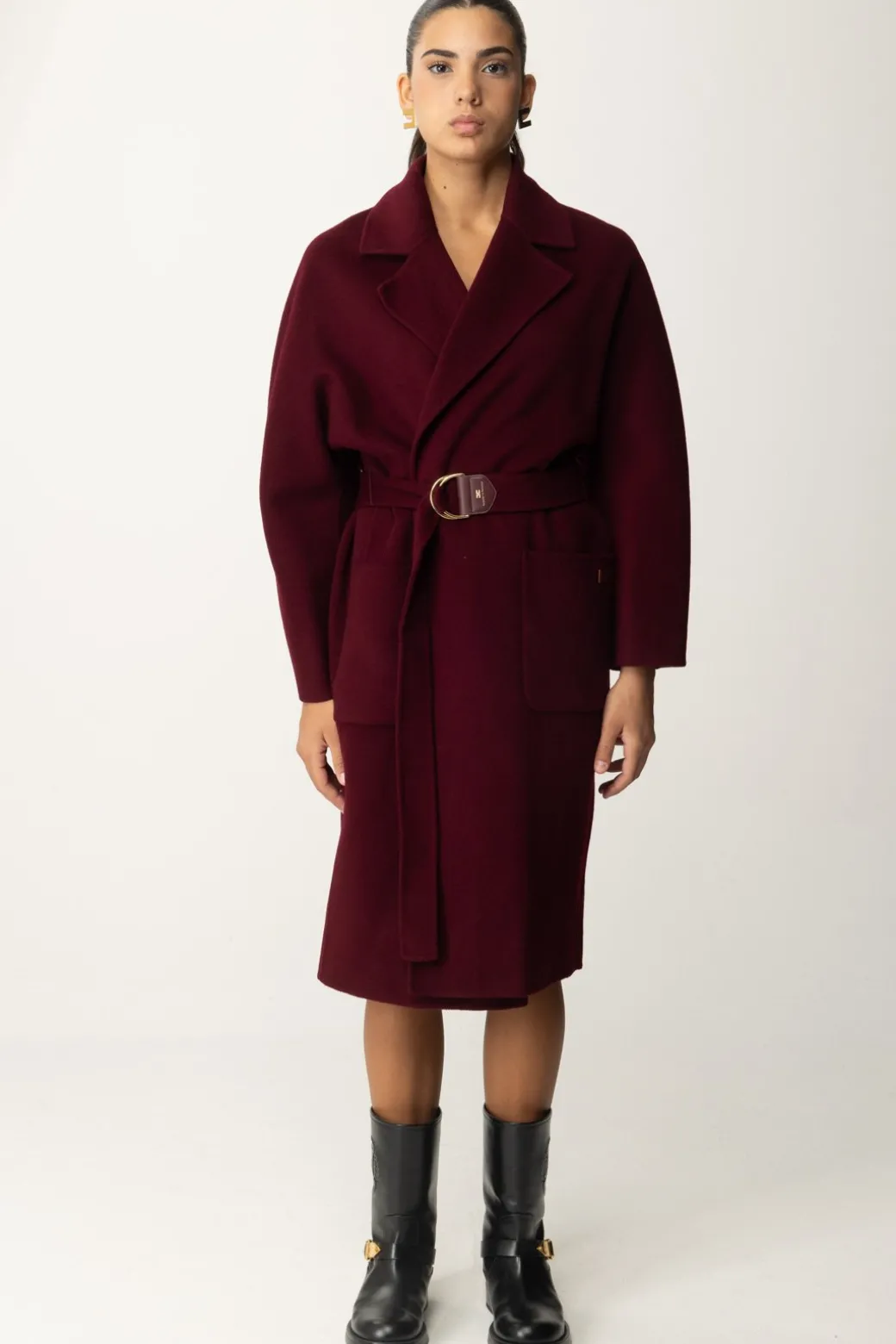 Donna Elisabetta Franchi Cappotto Vestaglia In Lana