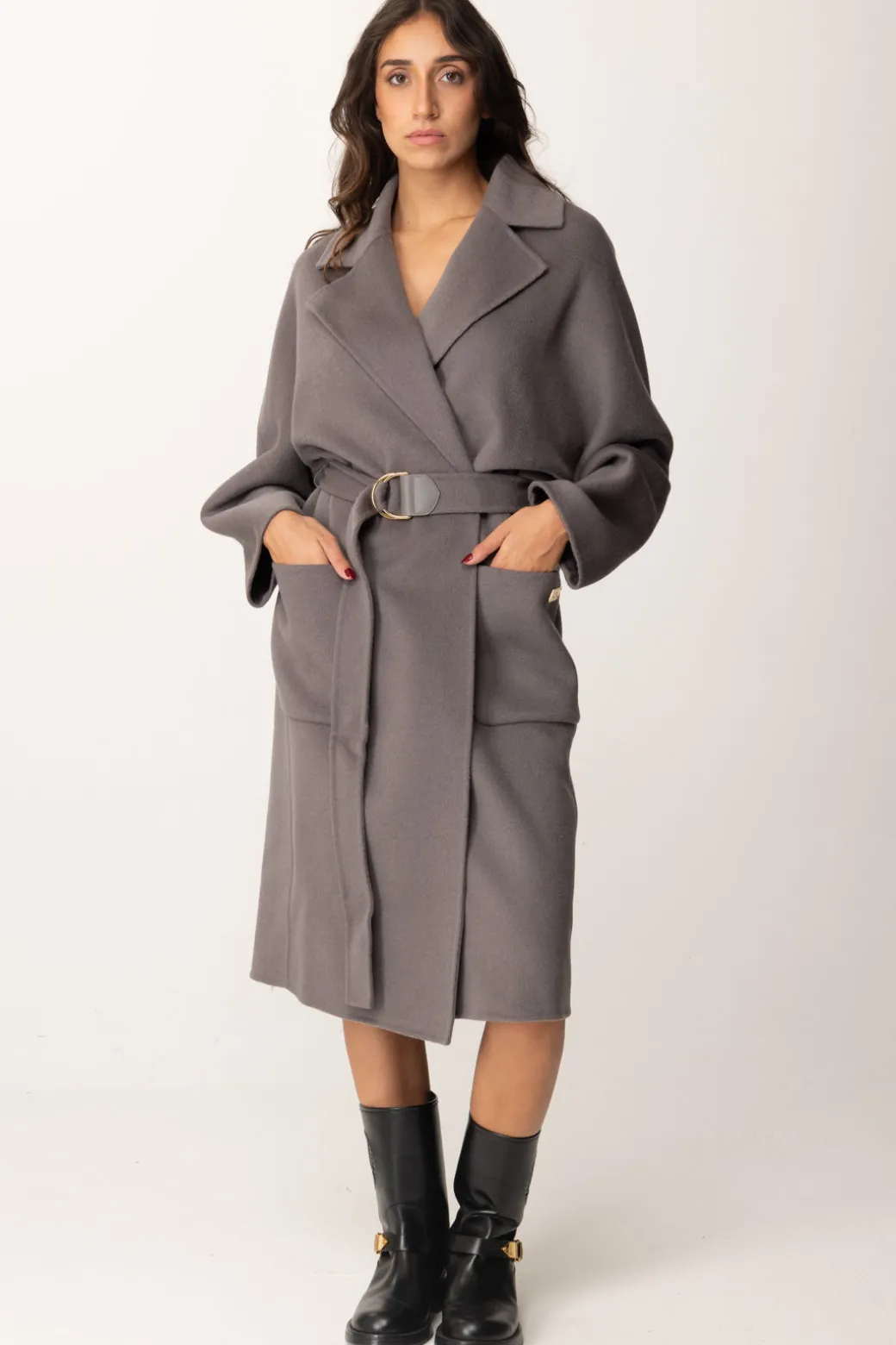 Donna Elisabetta Franchi Cappotto Vestaglia In Lana