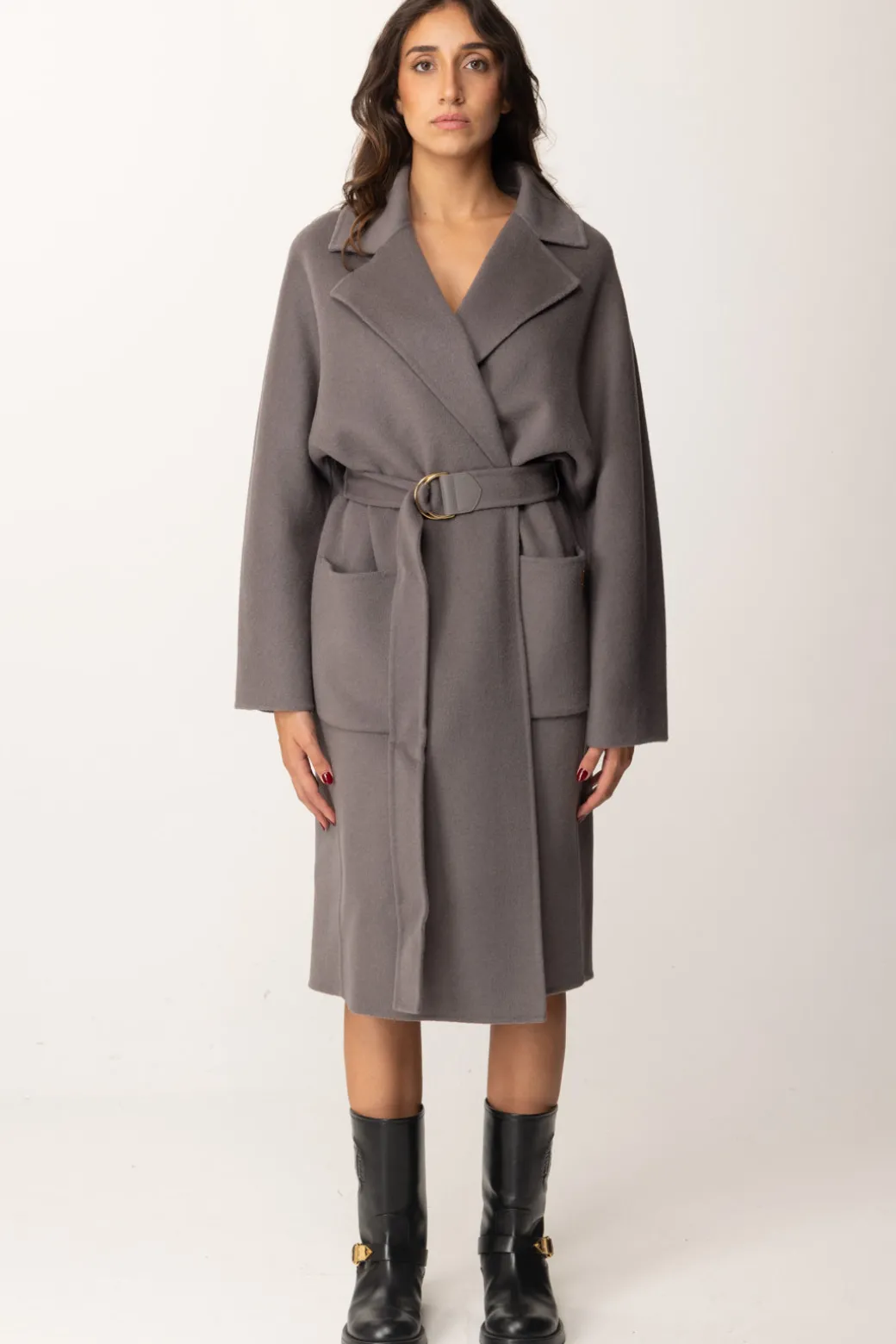 Donna Elisabetta Franchi Cappotto Vestaglia In Lana