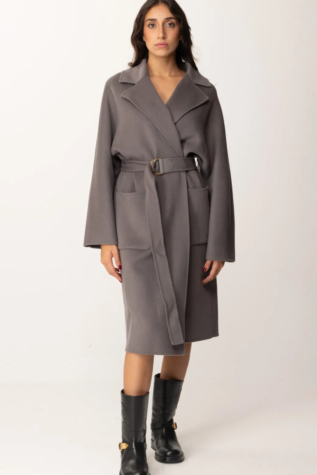 Donna Elisabetta Franchi Cappotto Vestaglia In Lana