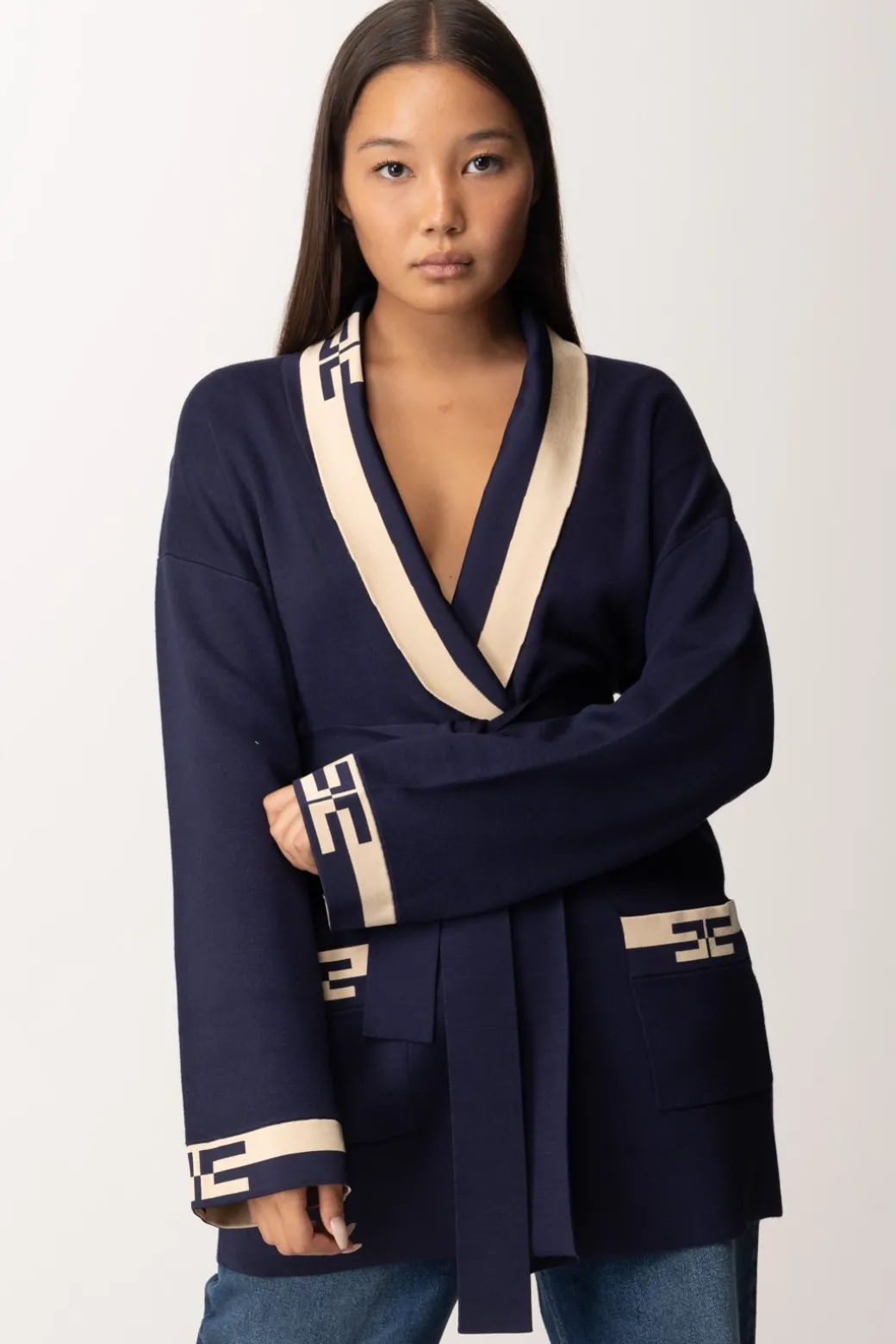 Donna Elisabetta Franchi Cardigan con Bande Logo