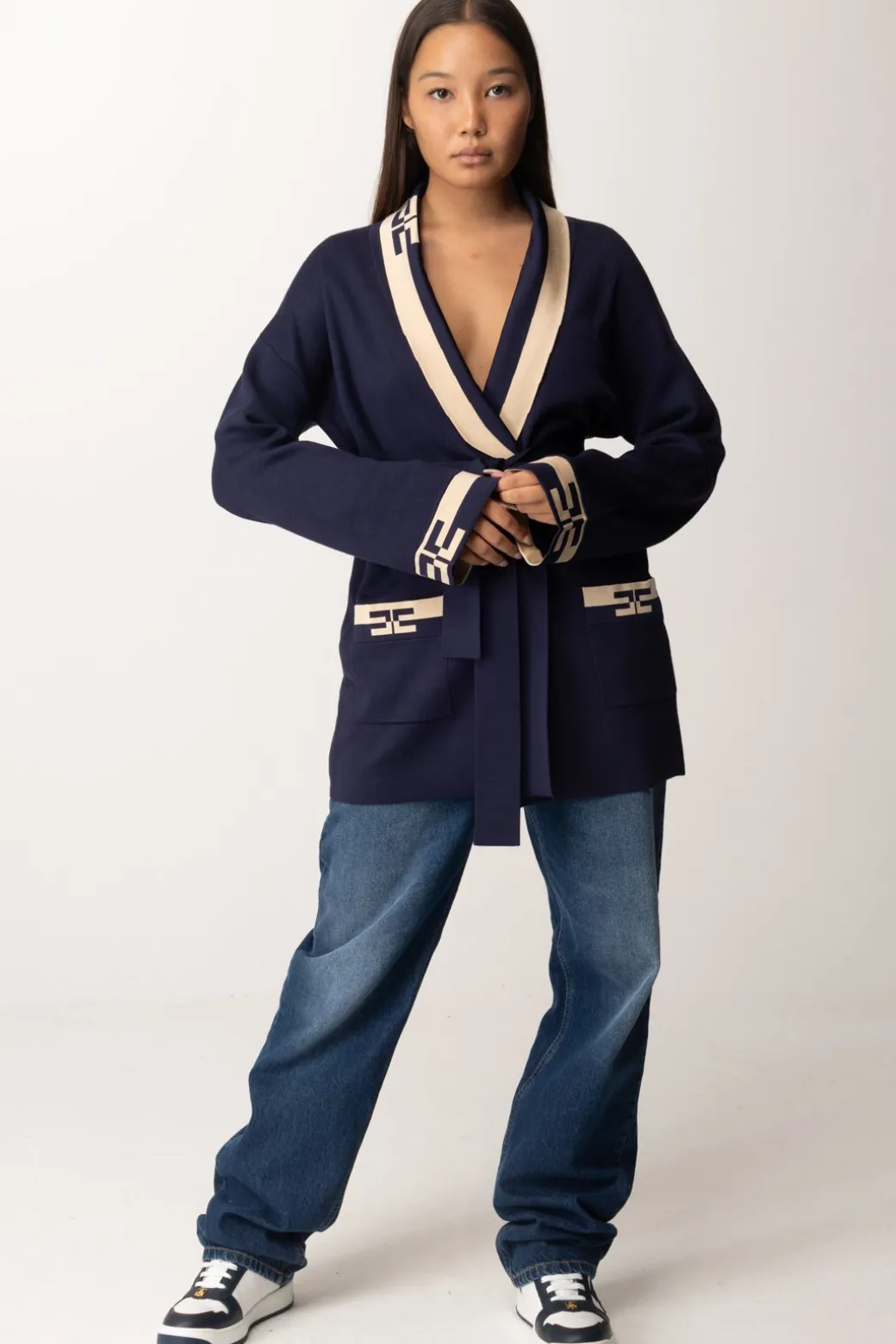 Donna Elisabetta Franchi Cardigan con Bande Logo