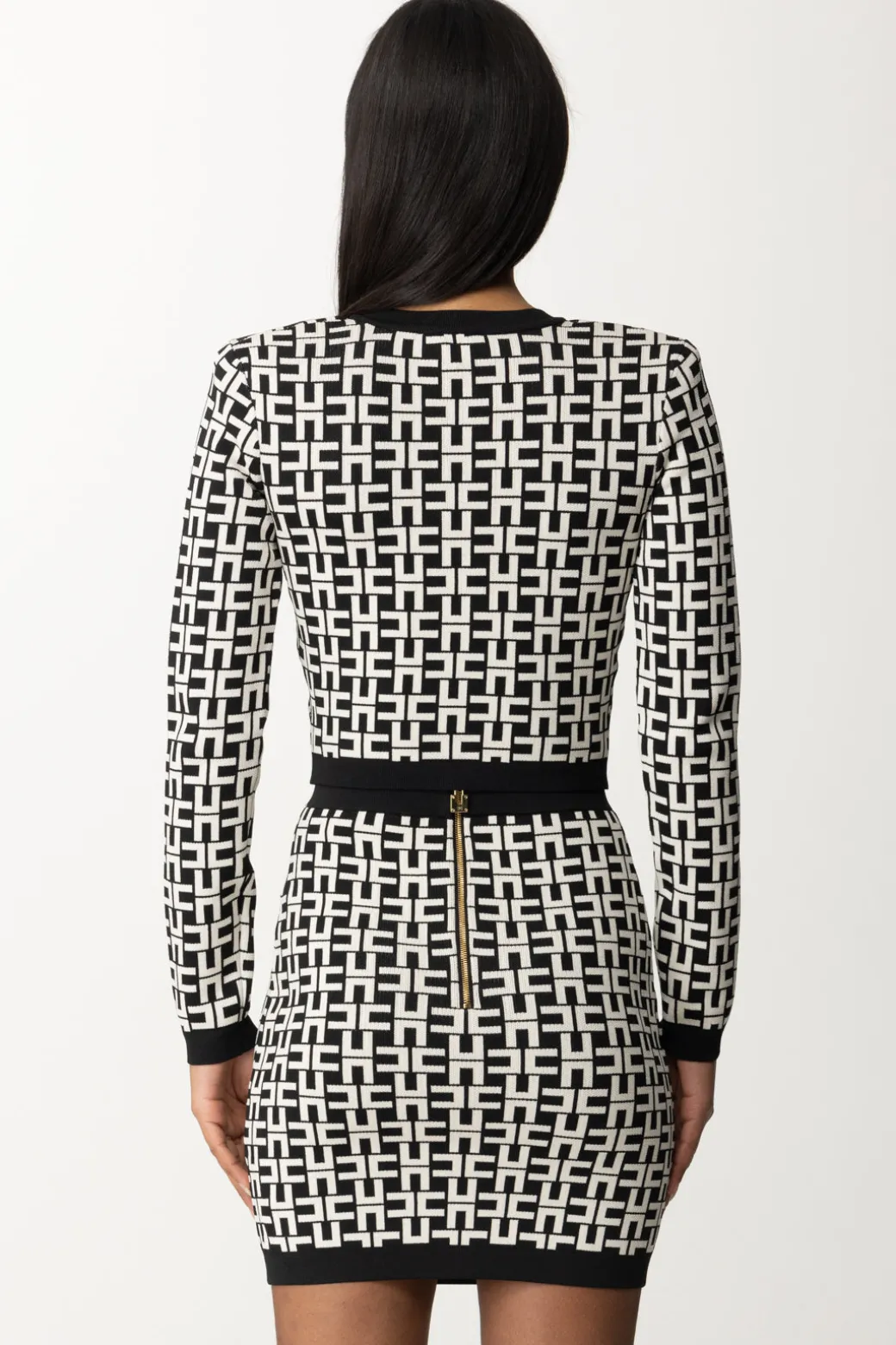 Donna Elisabetta Franchi Cardigan Corto In Viscosa Stampa Logo