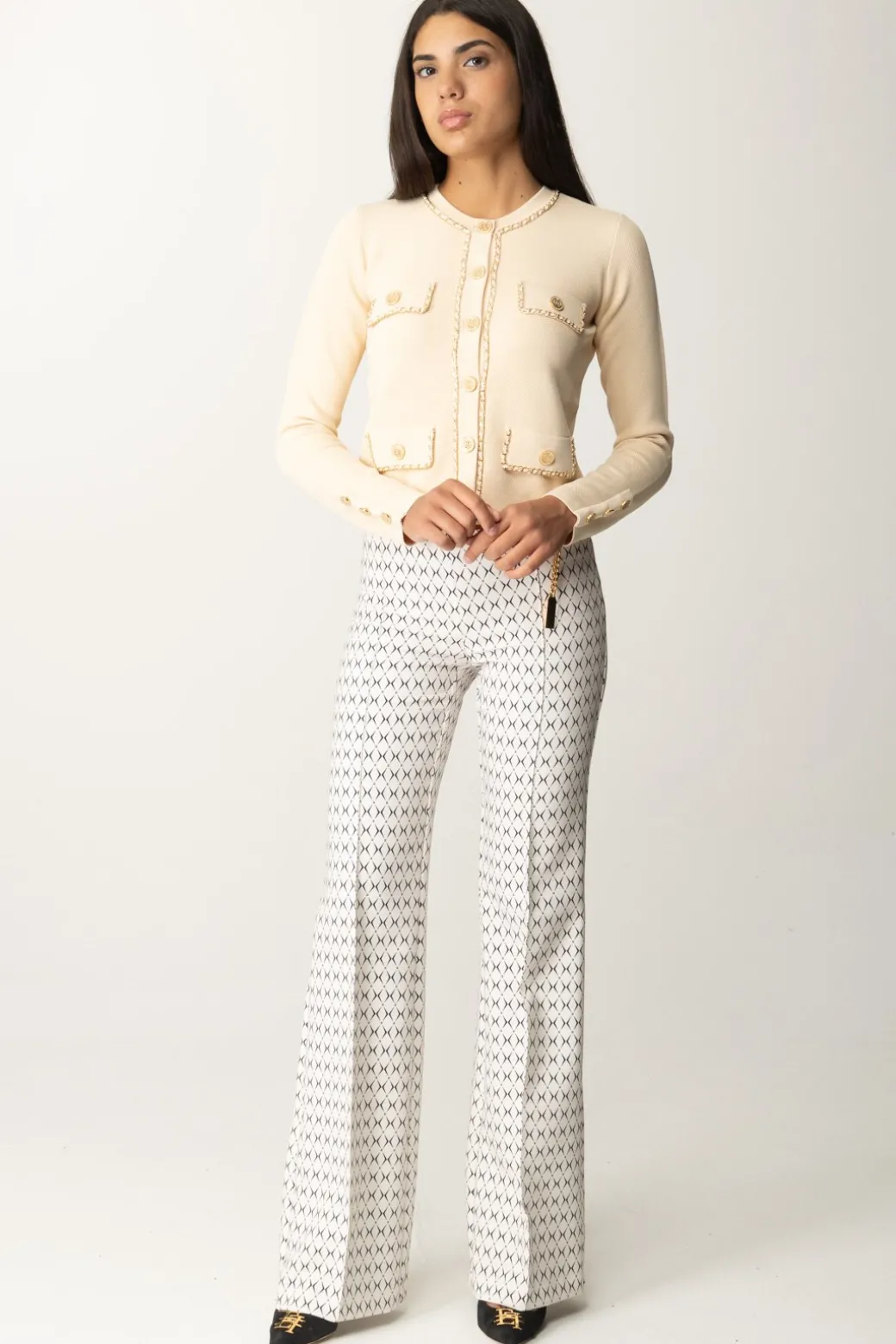 Donna Elisabetta Franchi Cardigan Crop con Catenella